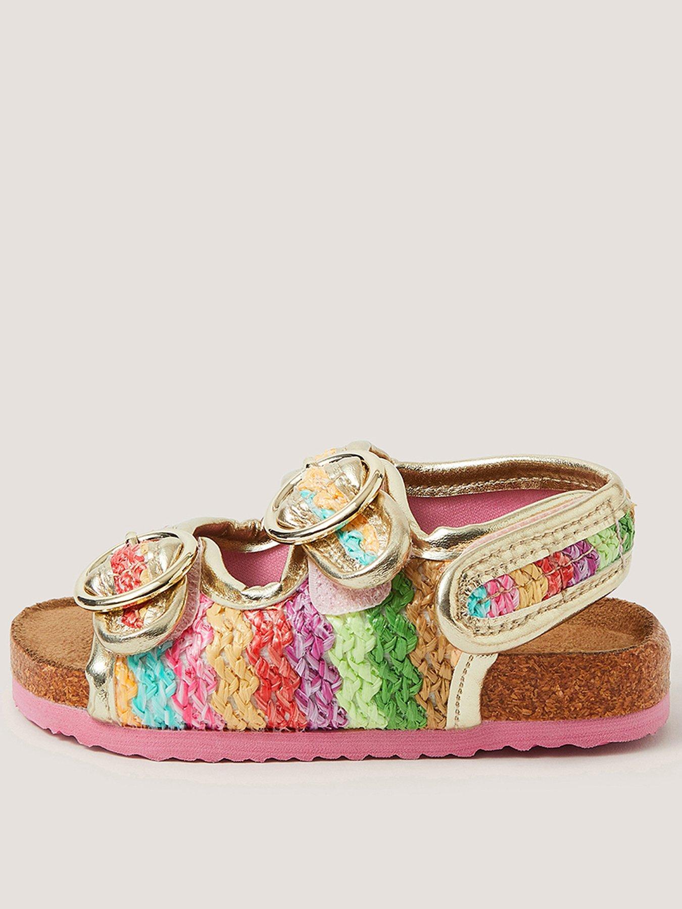 Monsoon Baby Girls Rainbow Cork Sandals - Multi