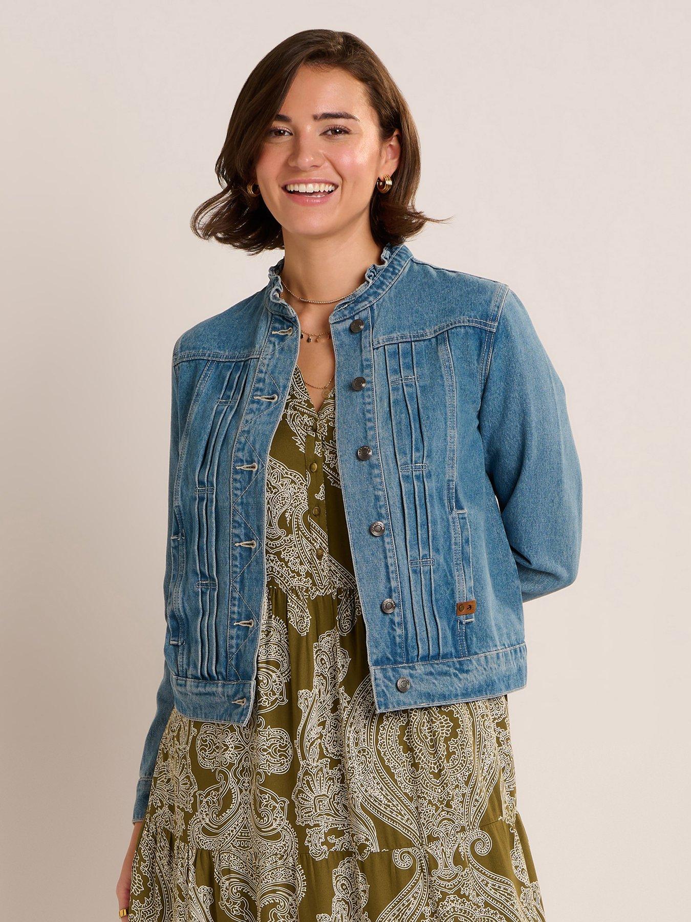  image of brakeburn-ruffle-neck-jacket-blue