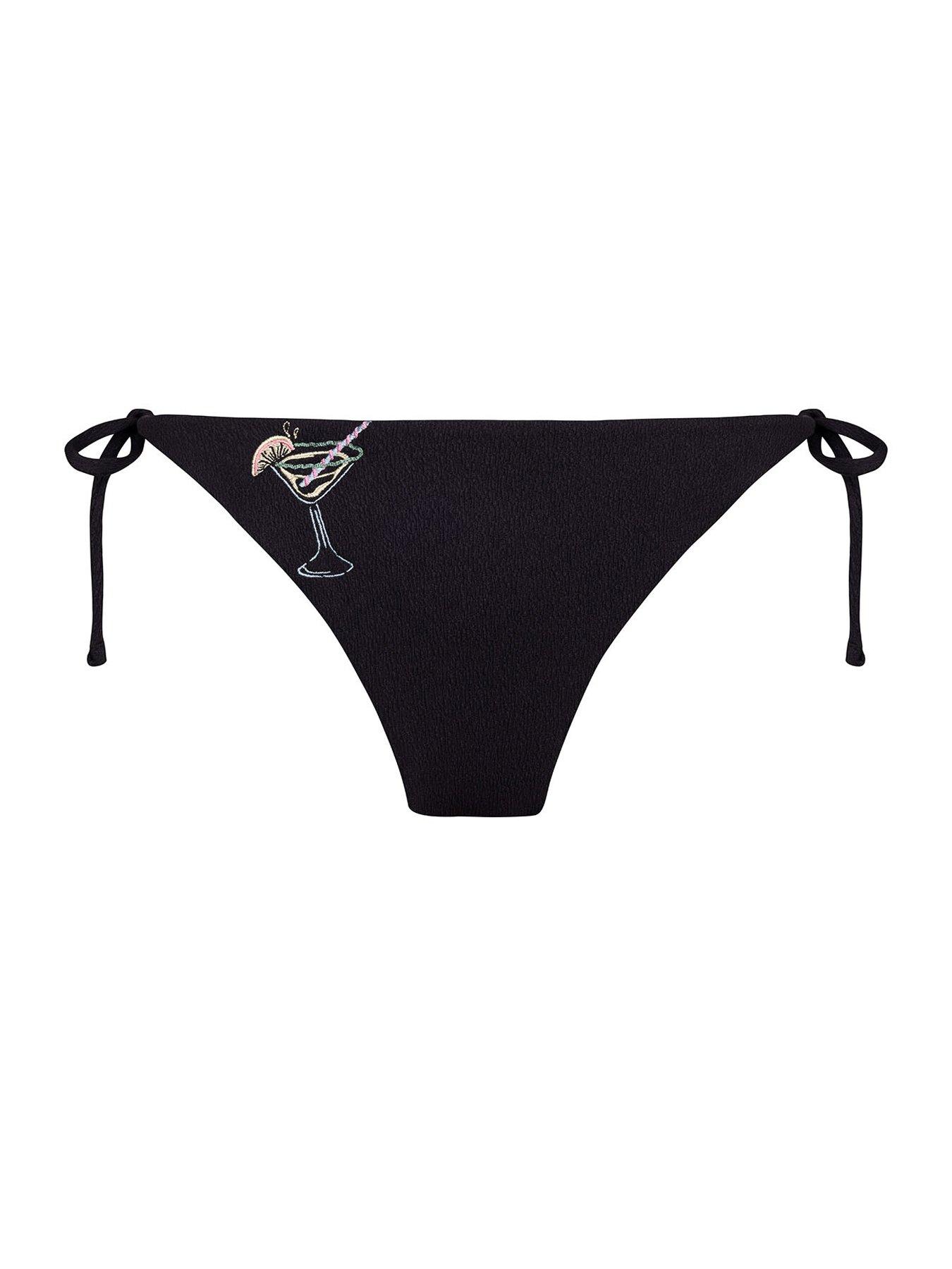 Image 5 of 6 of CHELSEA PEERS Embroidered Classic Tie Waist Bikini Bottoms