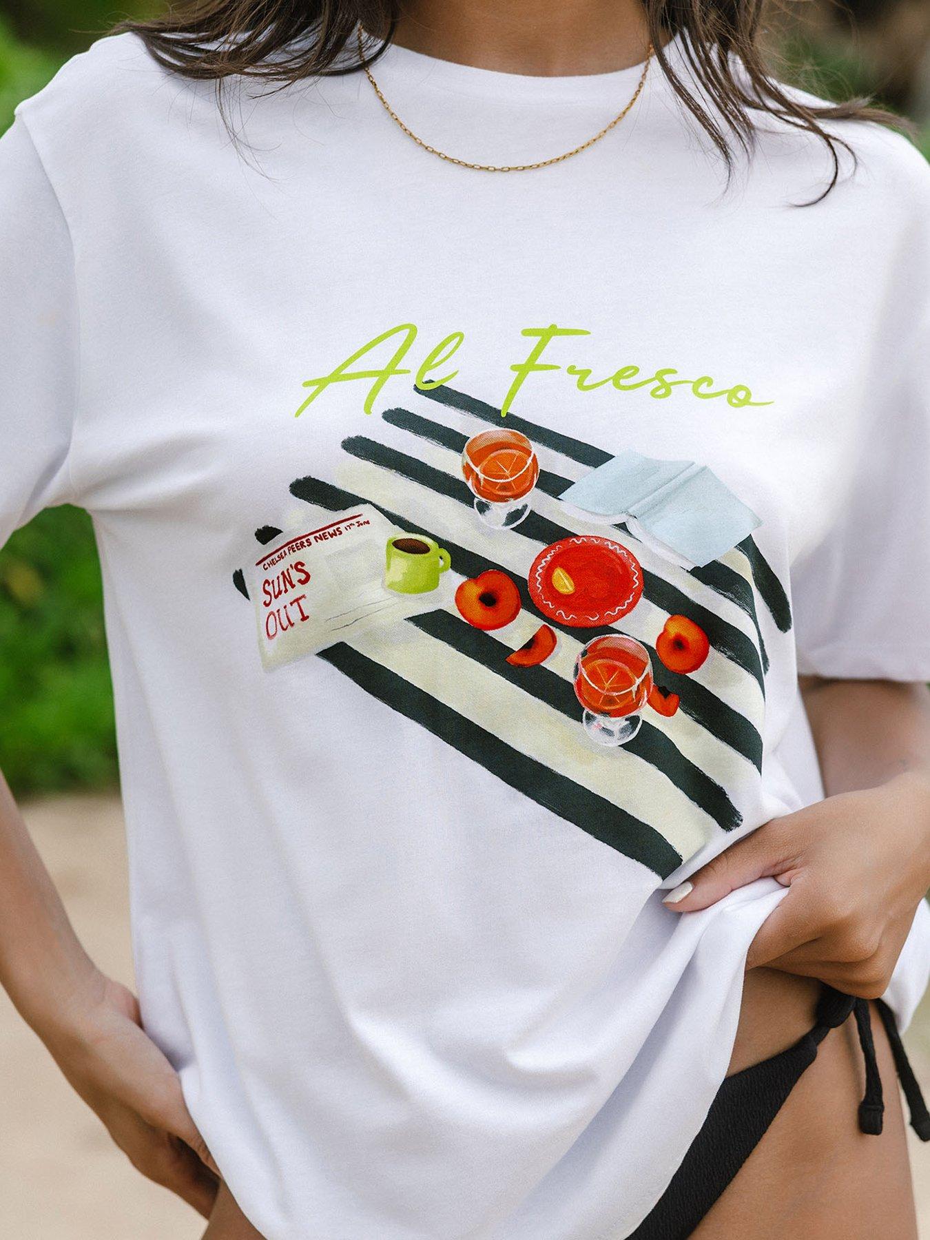 Image 3 of 4 of CHELSEA PEERS Oversized Graphic T-Shirt - White