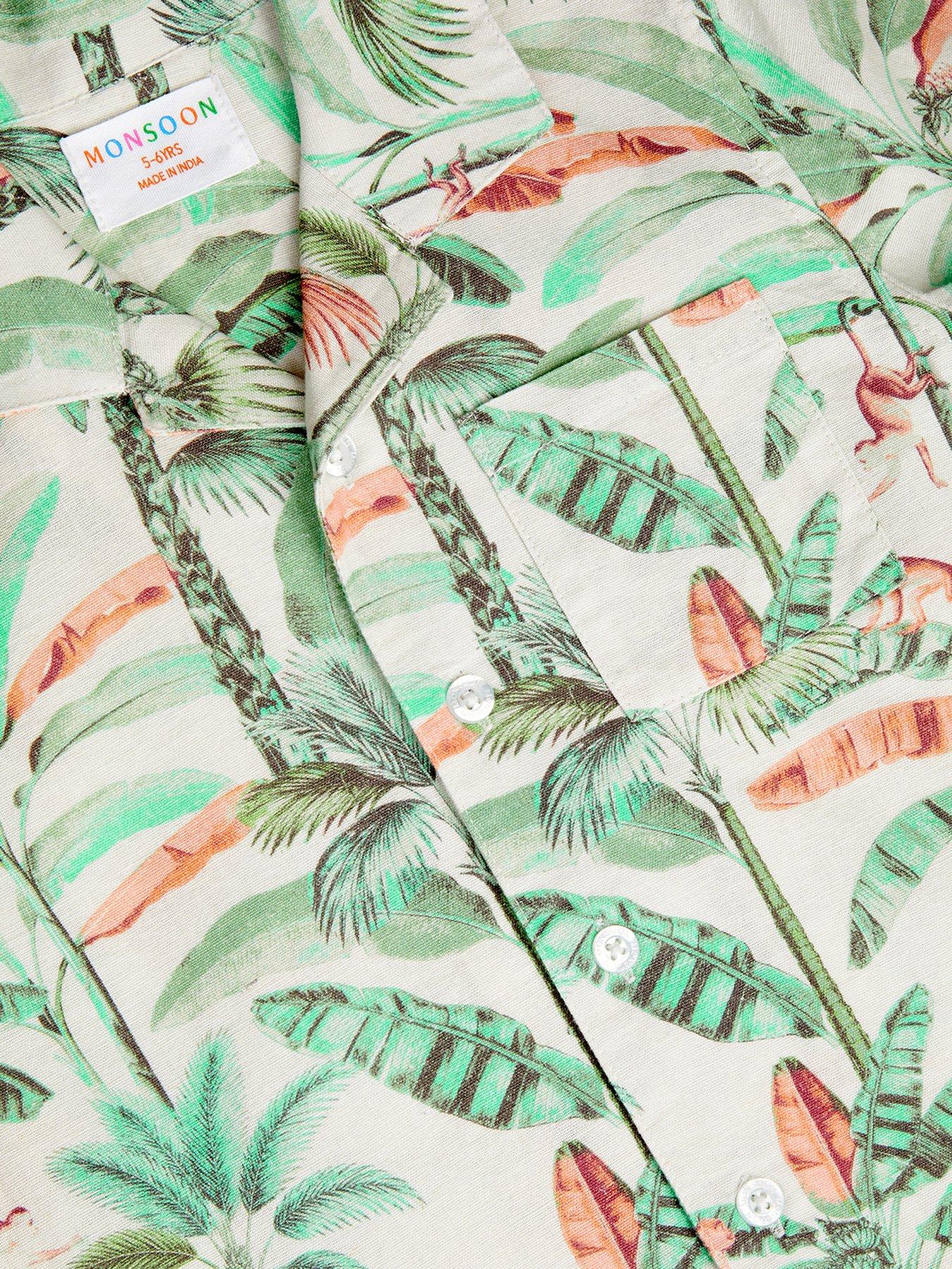 Image 3 of 3 of Monsoon Boys Tropical Palm Print Set - Light Cream