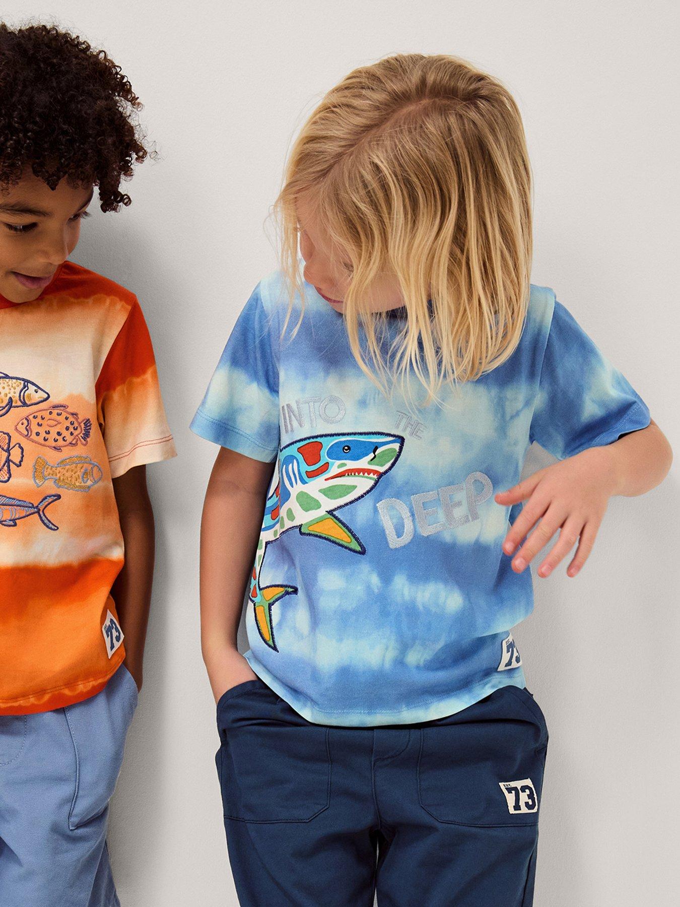 Monsoon Boys Shark Ombre T-Shirt - Blue