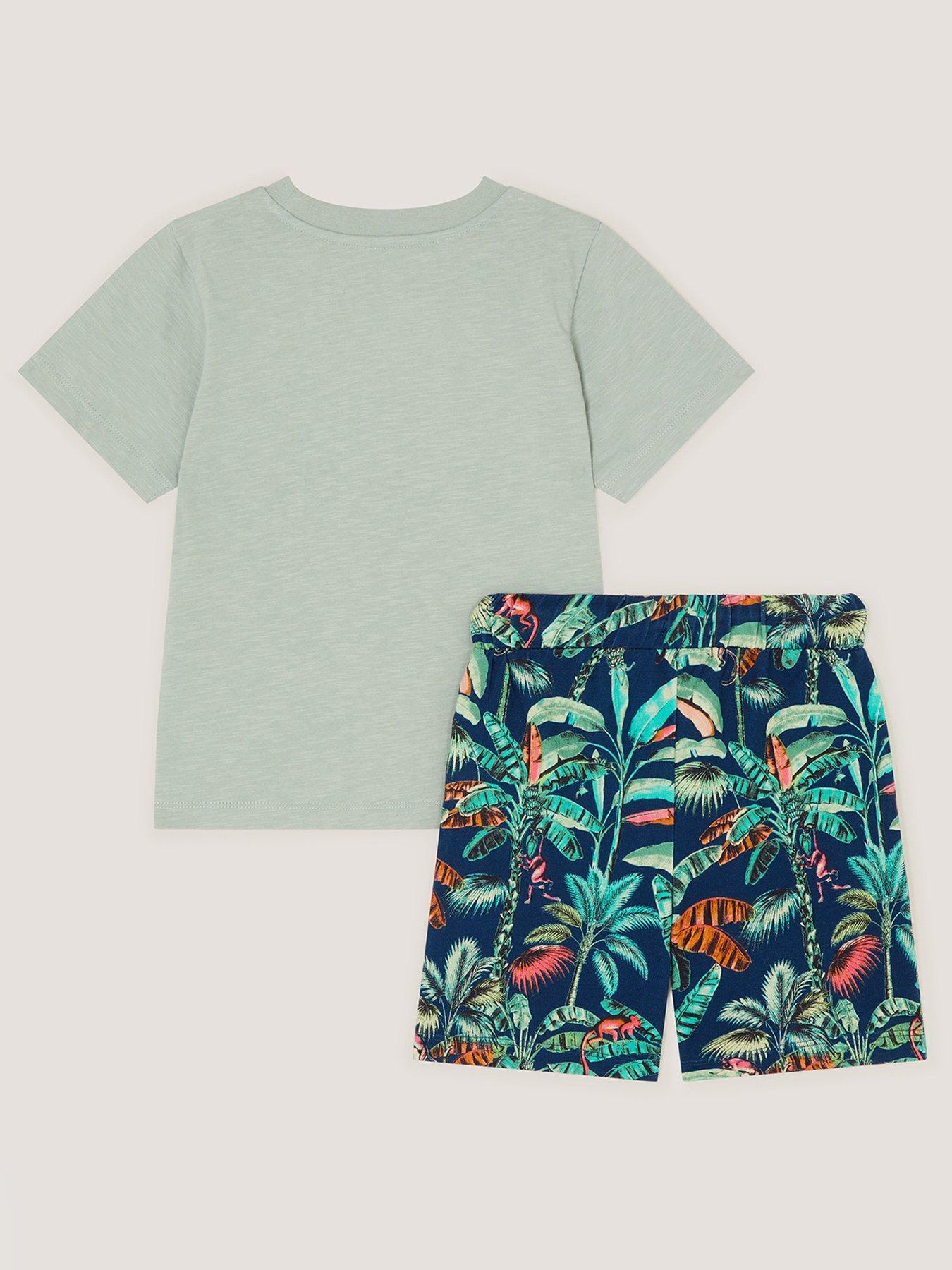 Image 3 of 4 of Monsoon Boys Epic Adventures Dino T-Shirt &amp; Shorts Set - Green