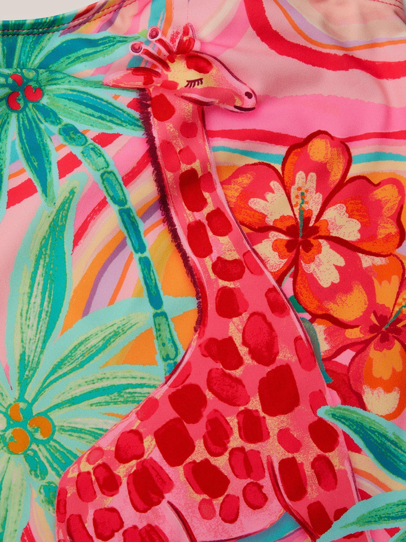 Image 4 of 4 of Monsoon Girls Giraffe Graphic Swimsuit - Orange