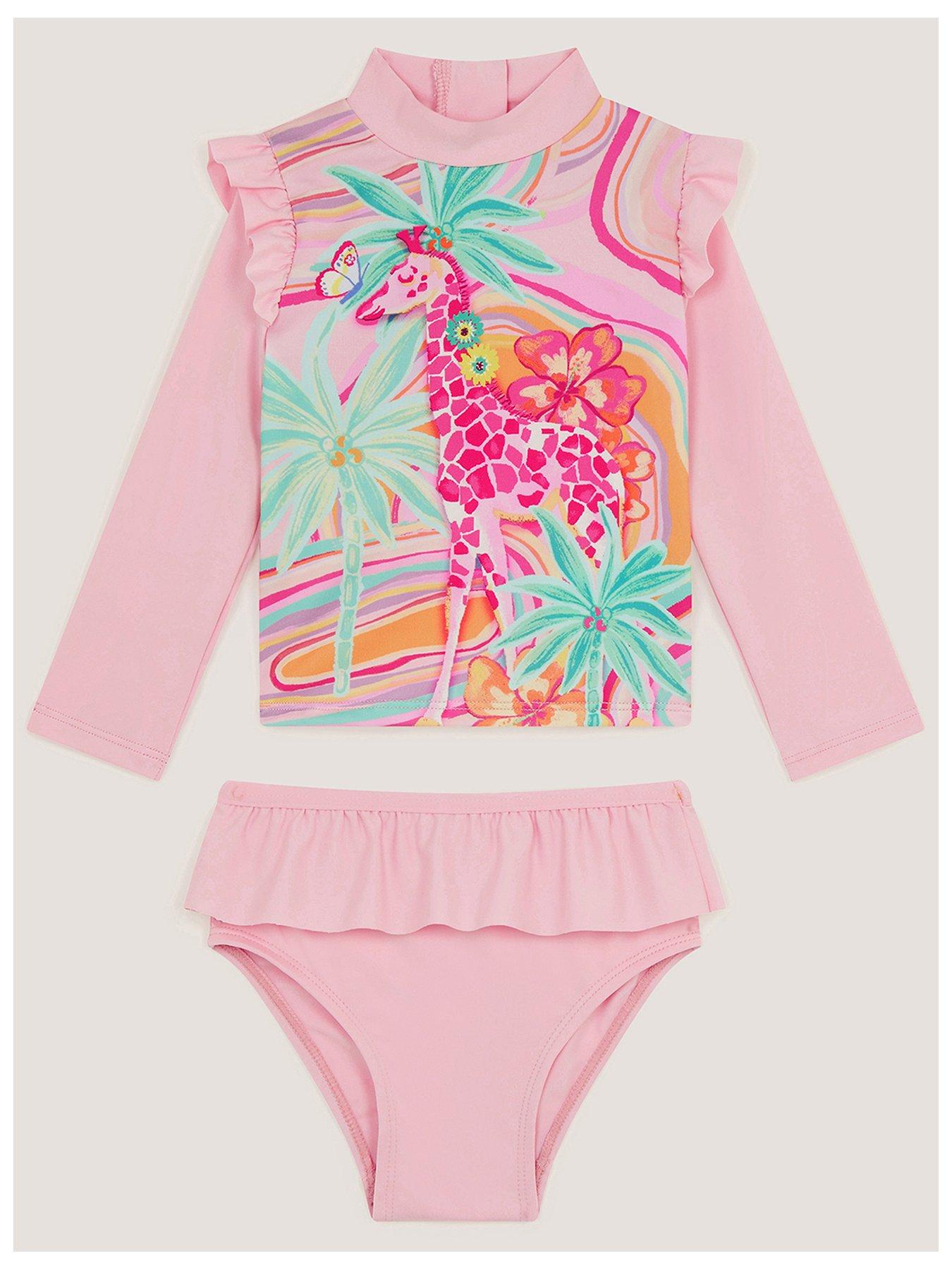 Monsoon Baby Girls Giraffe Mini Me 2 Piece Swim Set - Pink