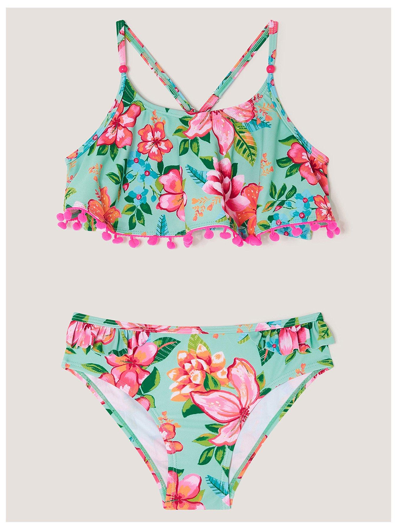 Monsoon Girls Vintage Flower Bikini - Blue