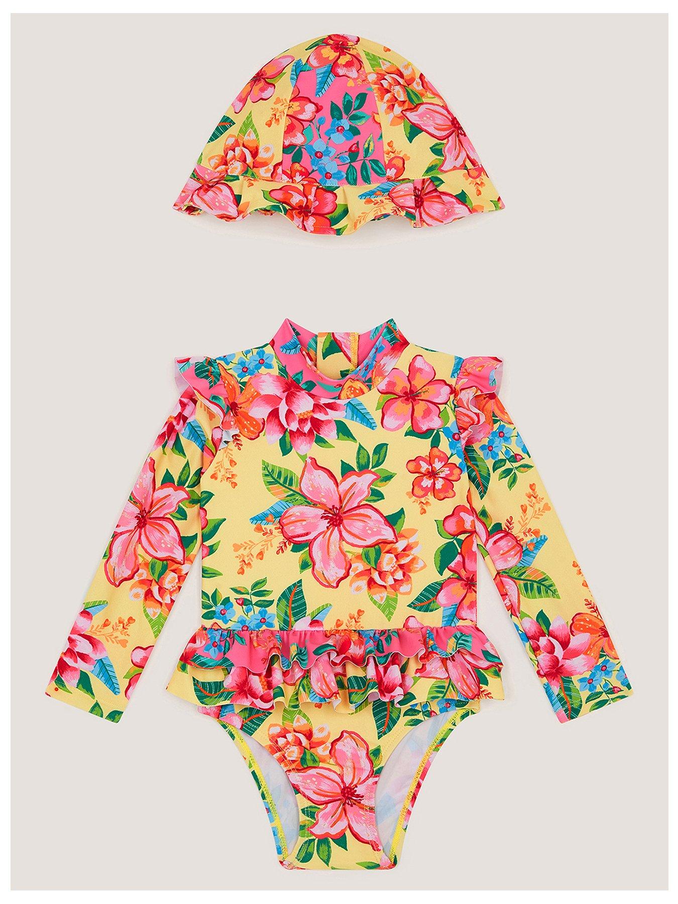 Monsoon Baby Girls Upf Sunsafe With Hat - Yellow