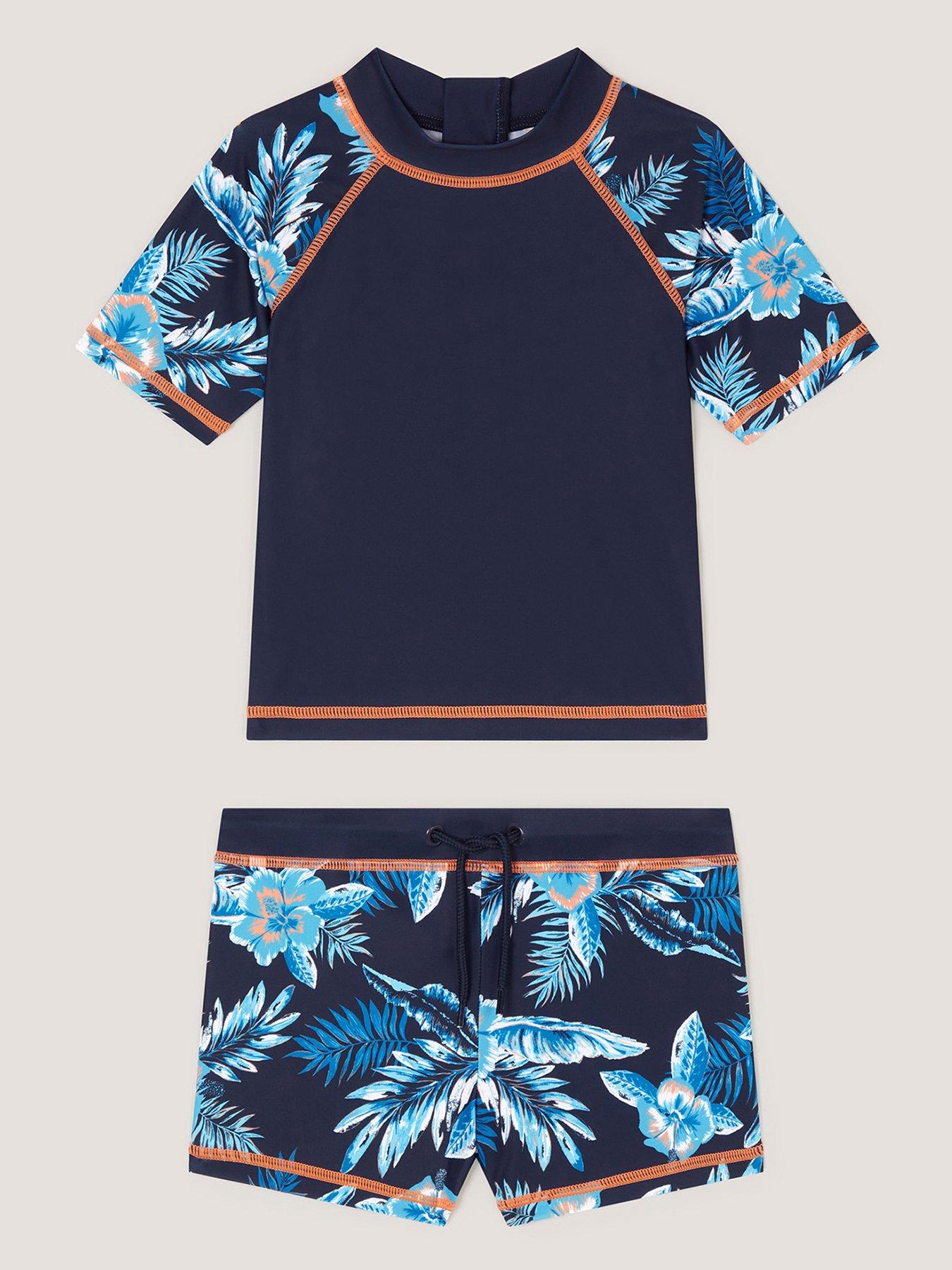 Monsoon Boys Tropical Bird 2 Piece Rash Vest Set - Navy