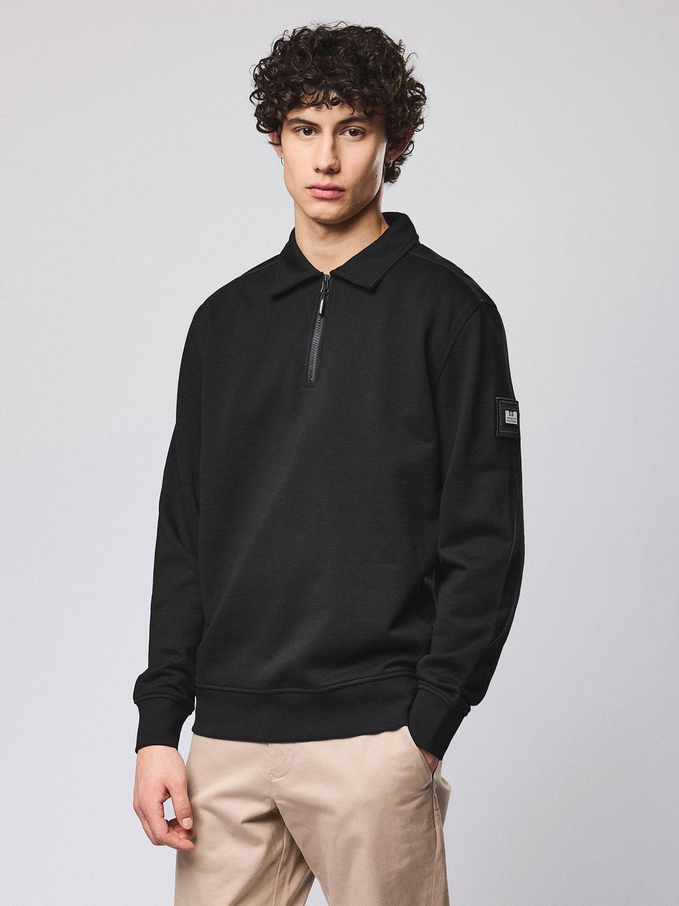 front image of weekend-offender-weekend-offender-sidi-collared-sweatshirt-black