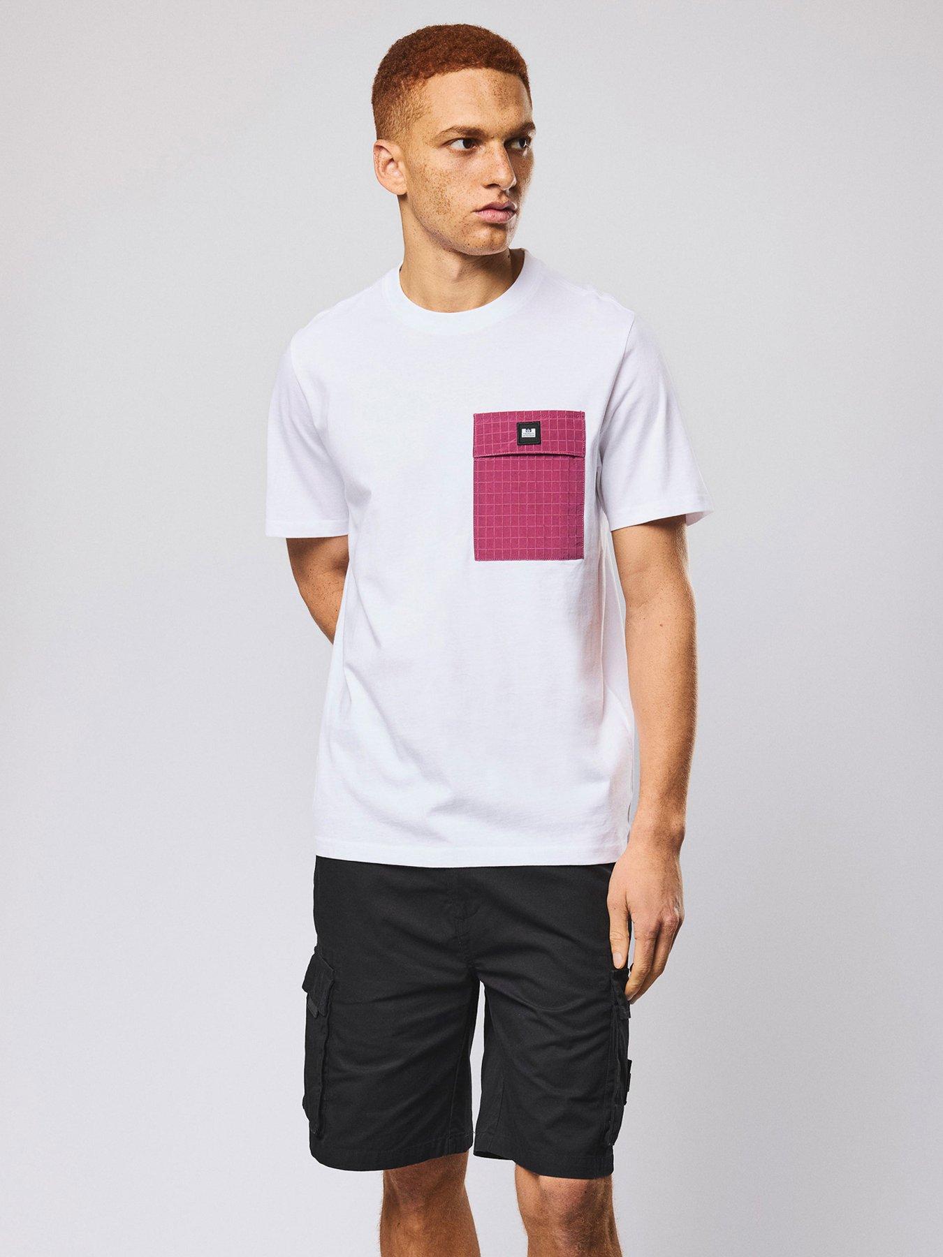 Weekend Offender Weekend Offender Stiniva Ripstop Short Sleeve Pocket T-shirt - White/dark Pink
