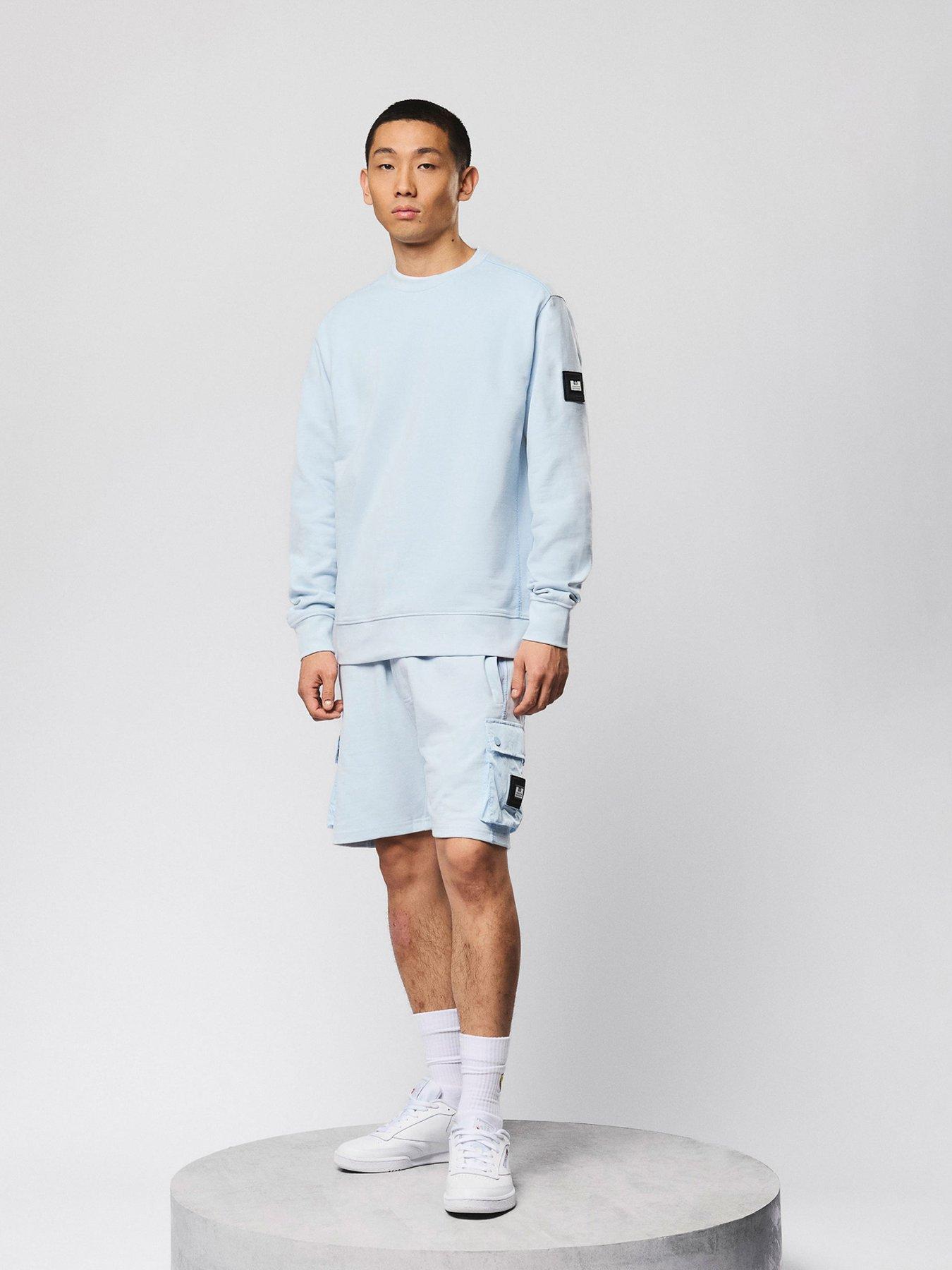 front image of weekend-offender-weekend-offender-noreaster-technical-sweat-shorts-light-blue