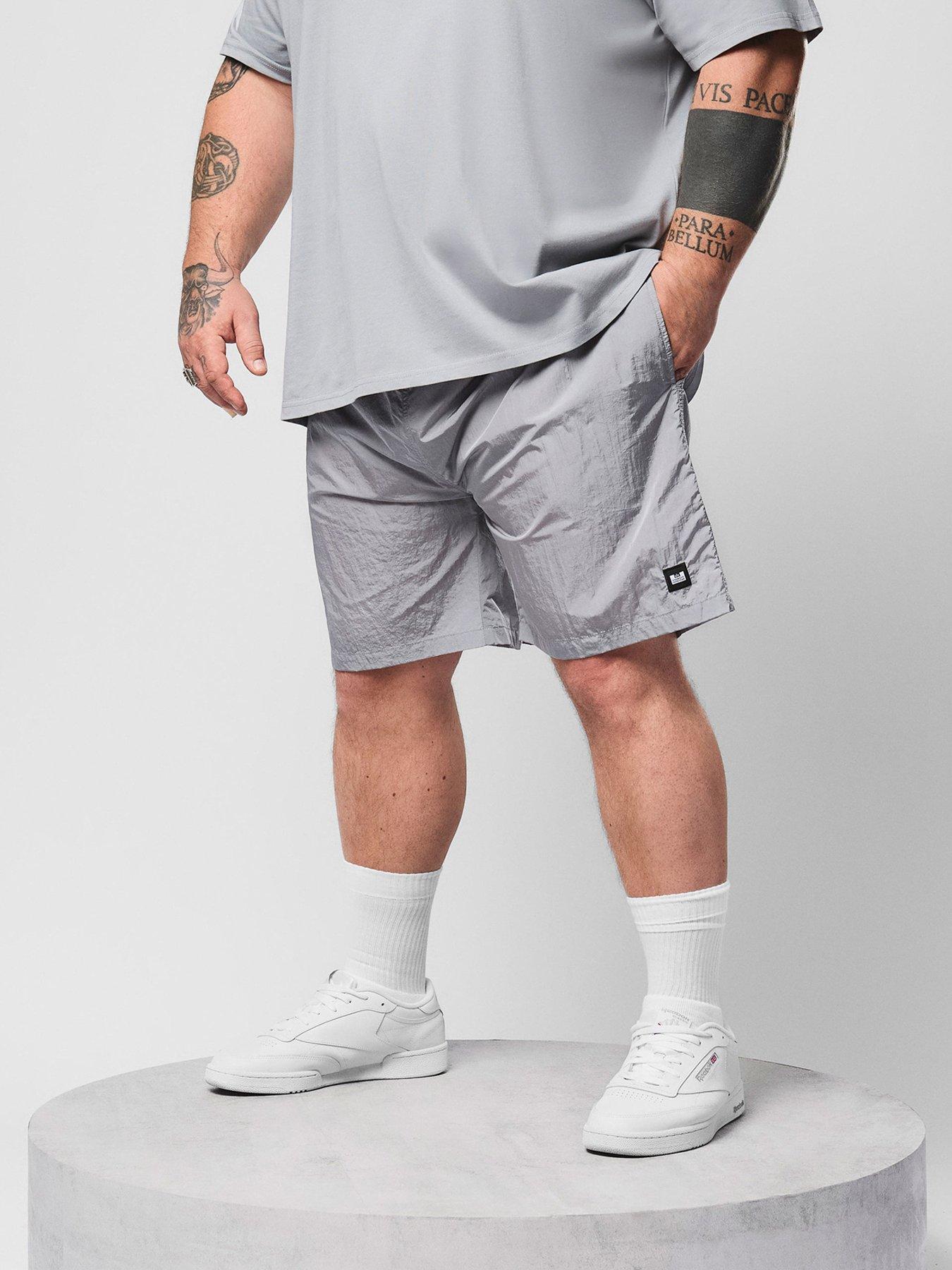  image of weekend-offender-big-and-tall-stacks-drawstring-swim-shorts-grey
