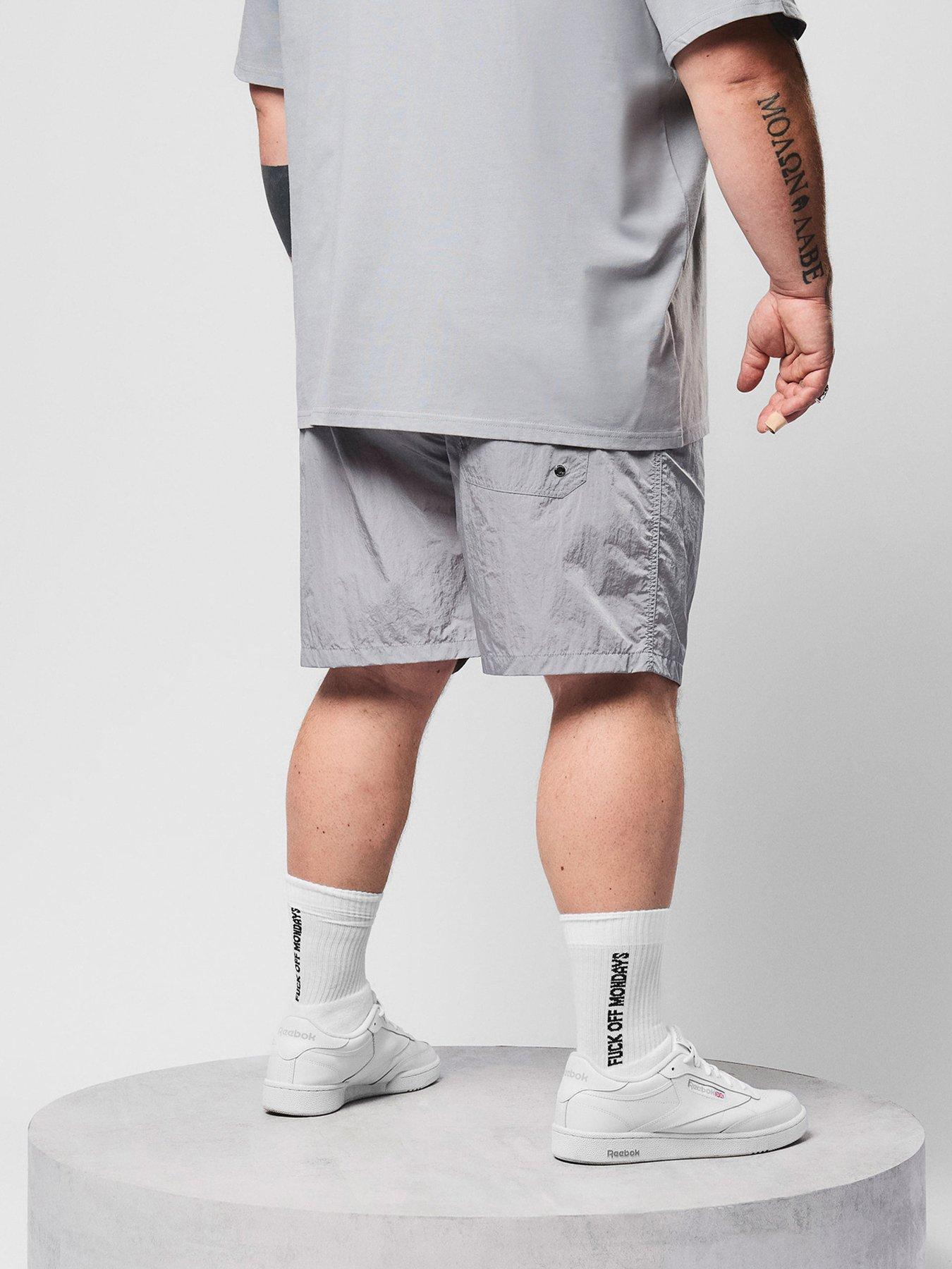  image of weekend-offender-big-and-tall-stacks-drawstring-swim-shorts-grey