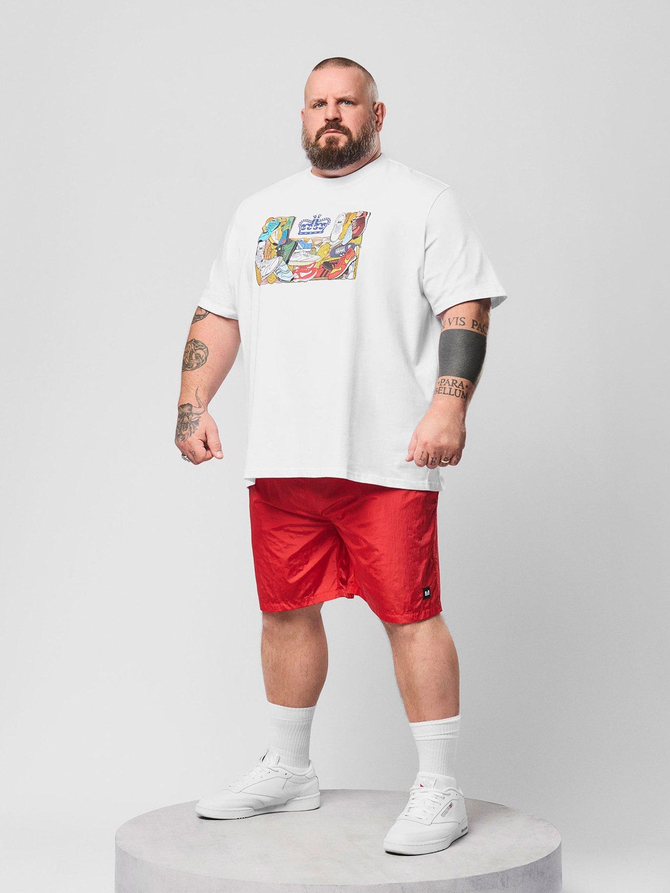 front image of weekend-offender-big-and-tall-stacks-drawstring-swim-shorts-red