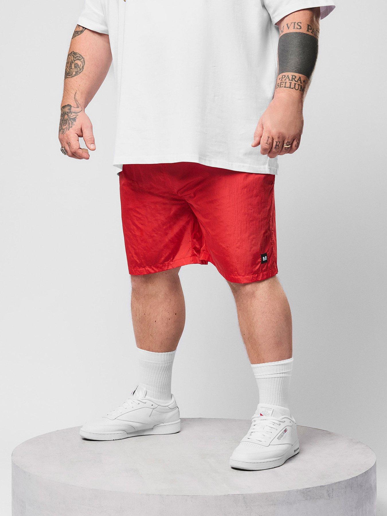stillFront image of weekend-offender-big-and-tall-stacks-drawstring-swim-shorts-red