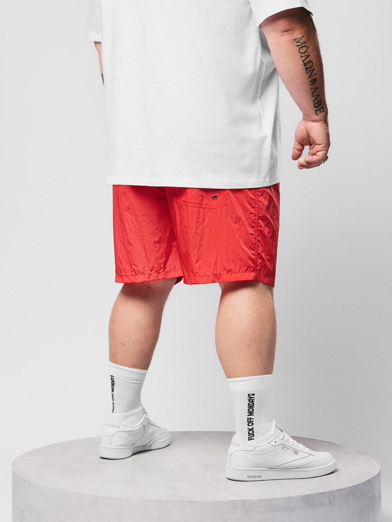  image of weekend-offender-big-and-tall-stacks-drawstring-swim-shorts-red