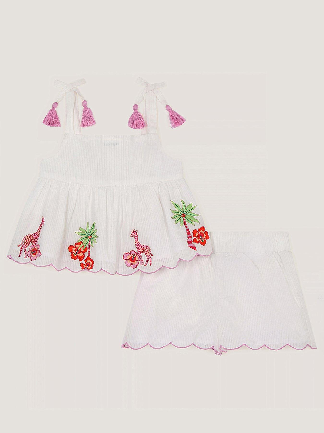 Monsoon Baby Girls Giraffe Palm Set - Light Cream