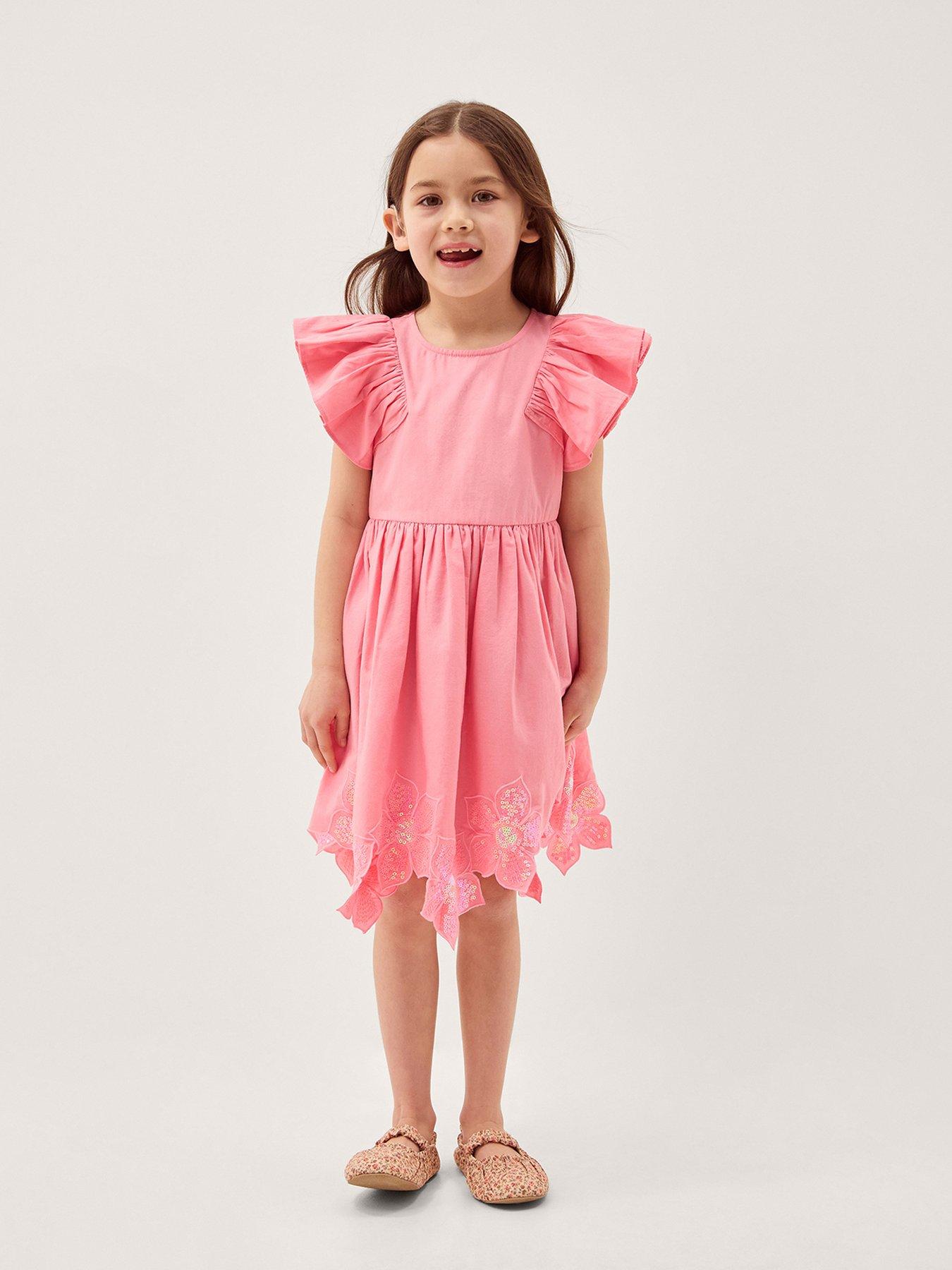 Monsoon Girls Sequin Floral Cut Dress - Pink