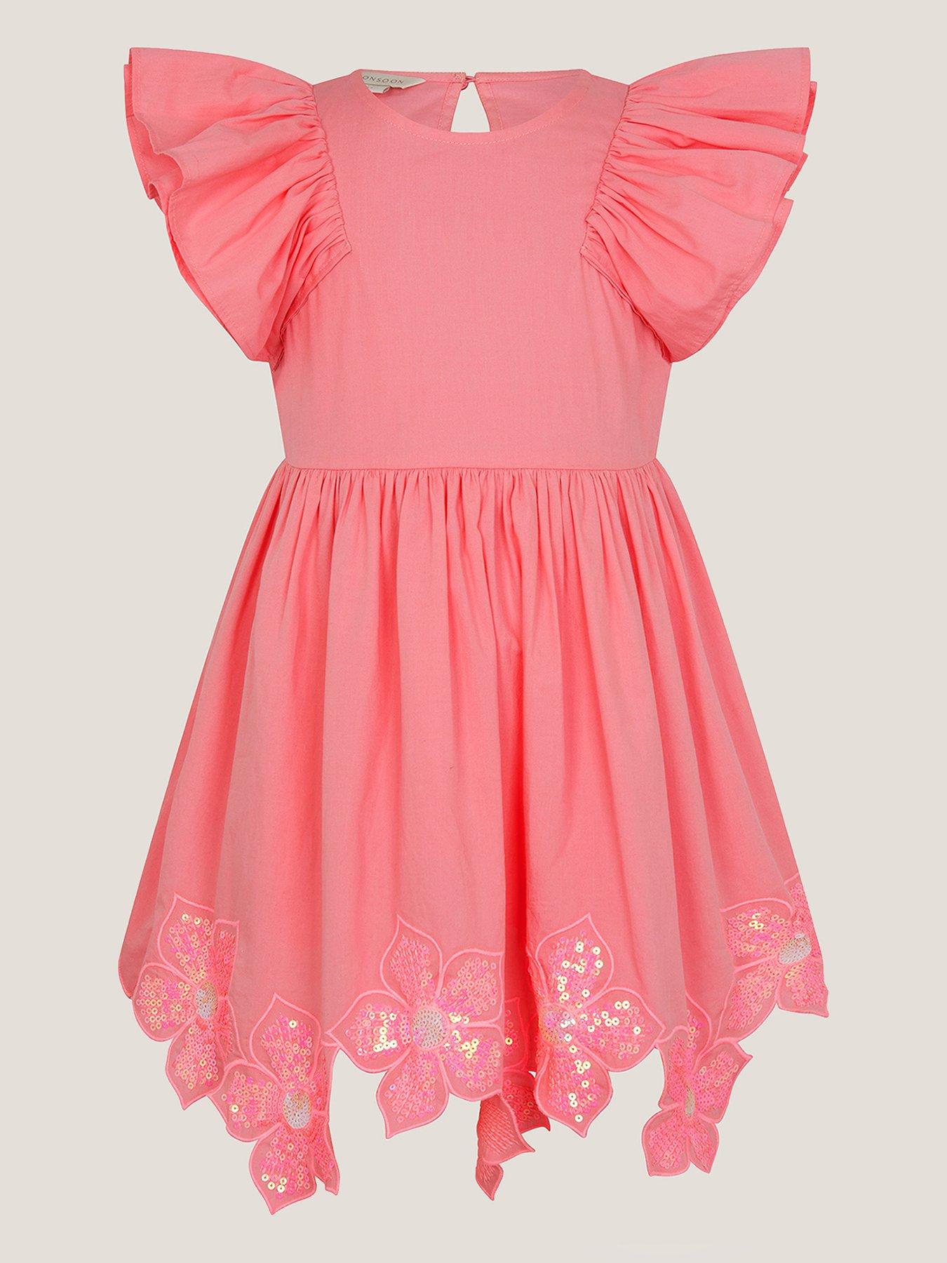 Monsoon Girls Sequin Floral Cut Dress - Pink