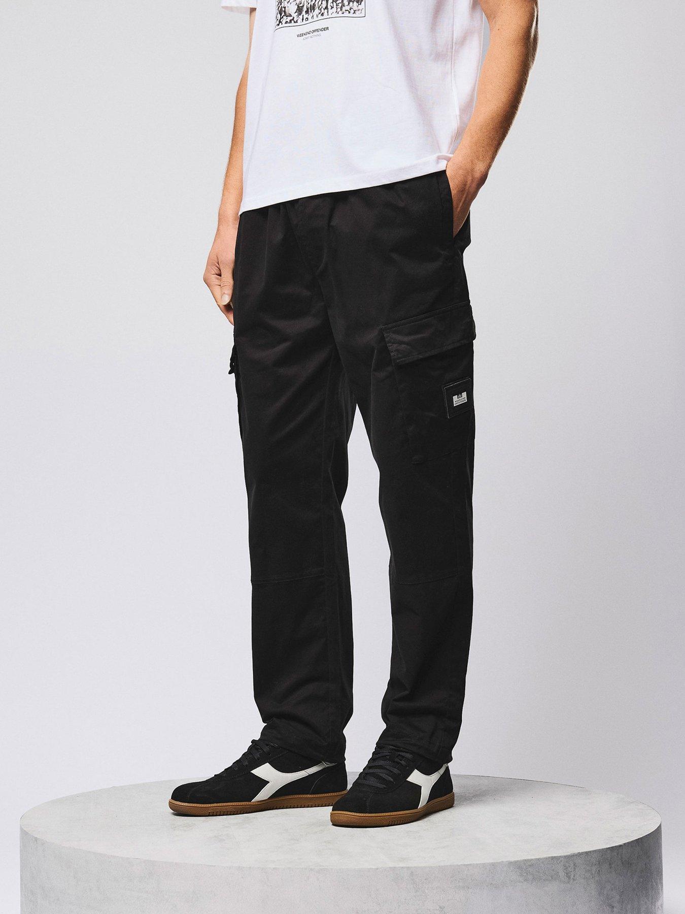  image of weekend-offender-weekend-offender-eldon-woven-cargo-trousers-black
