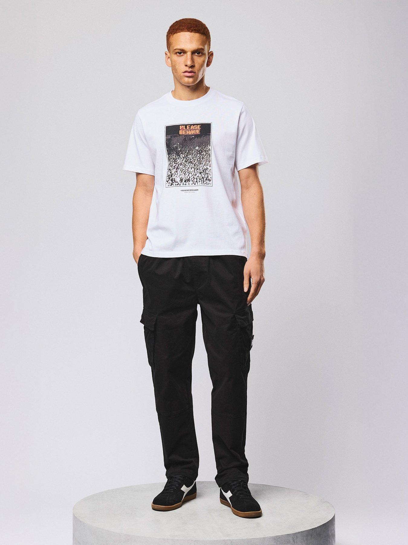  image of weekend-offender-weekend-offender-eldon-woven-cargo-trousers-black