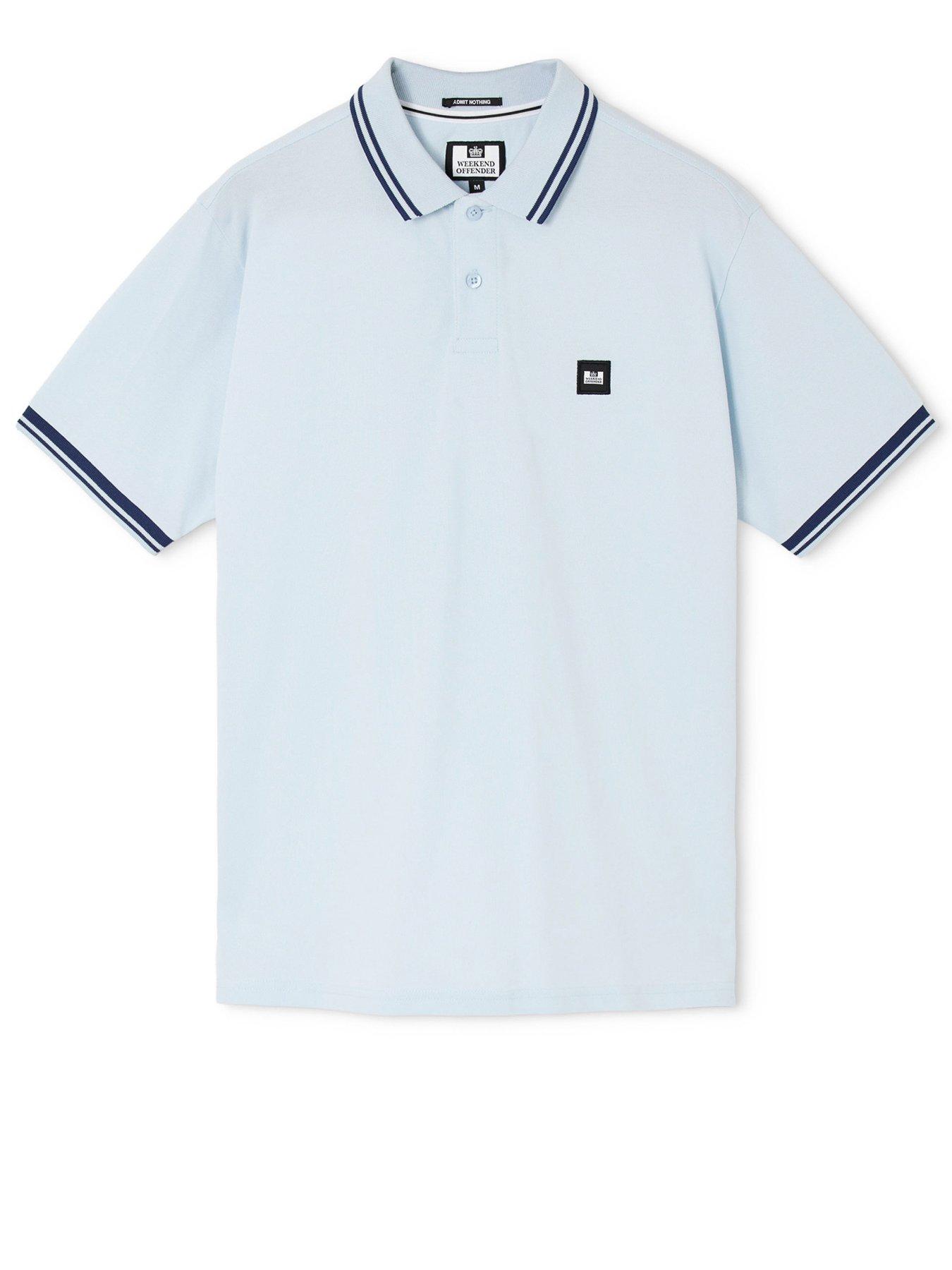 Image 4 of 6 of Weekend Offender Levanto Short Sleeve Polo Shirt - Light Blue