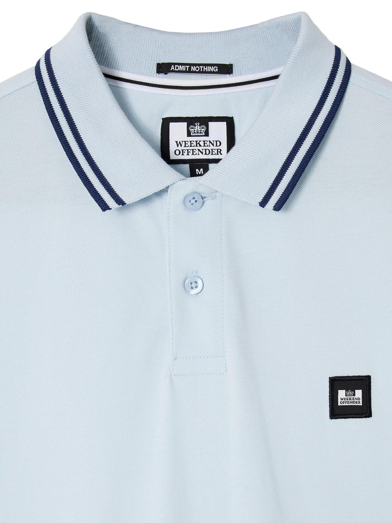 Image 6 of 6 of Weekend Offender Levanto Short Sleeve Polo Shirt - Light Blue