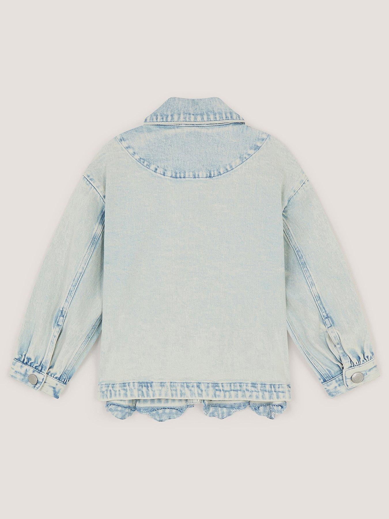 Image 3 of 5 of Monsoon Girls Flower Sequin Denim Jacket - Blue