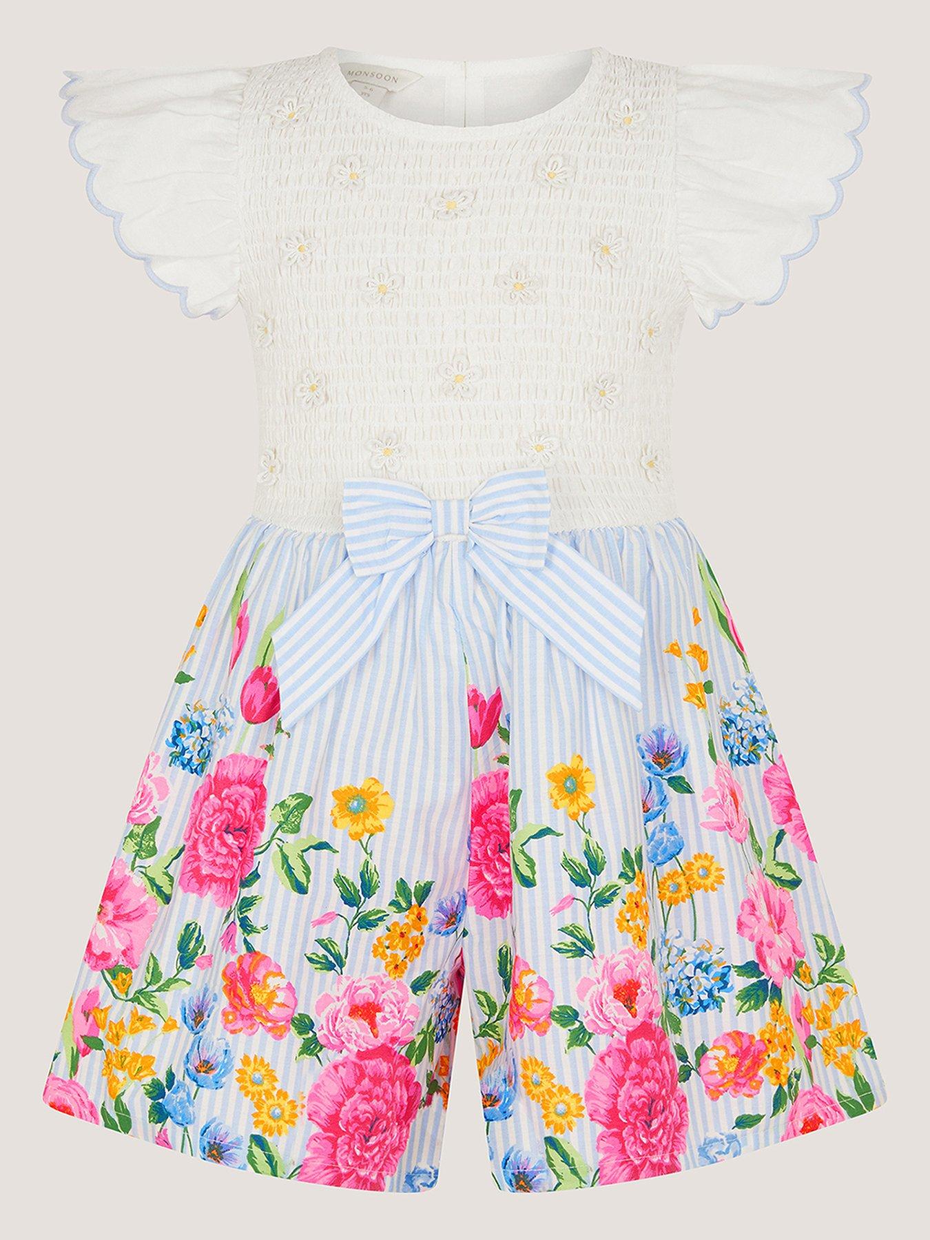  image of monsoon-girls-tick-bloom-playsuit-blue