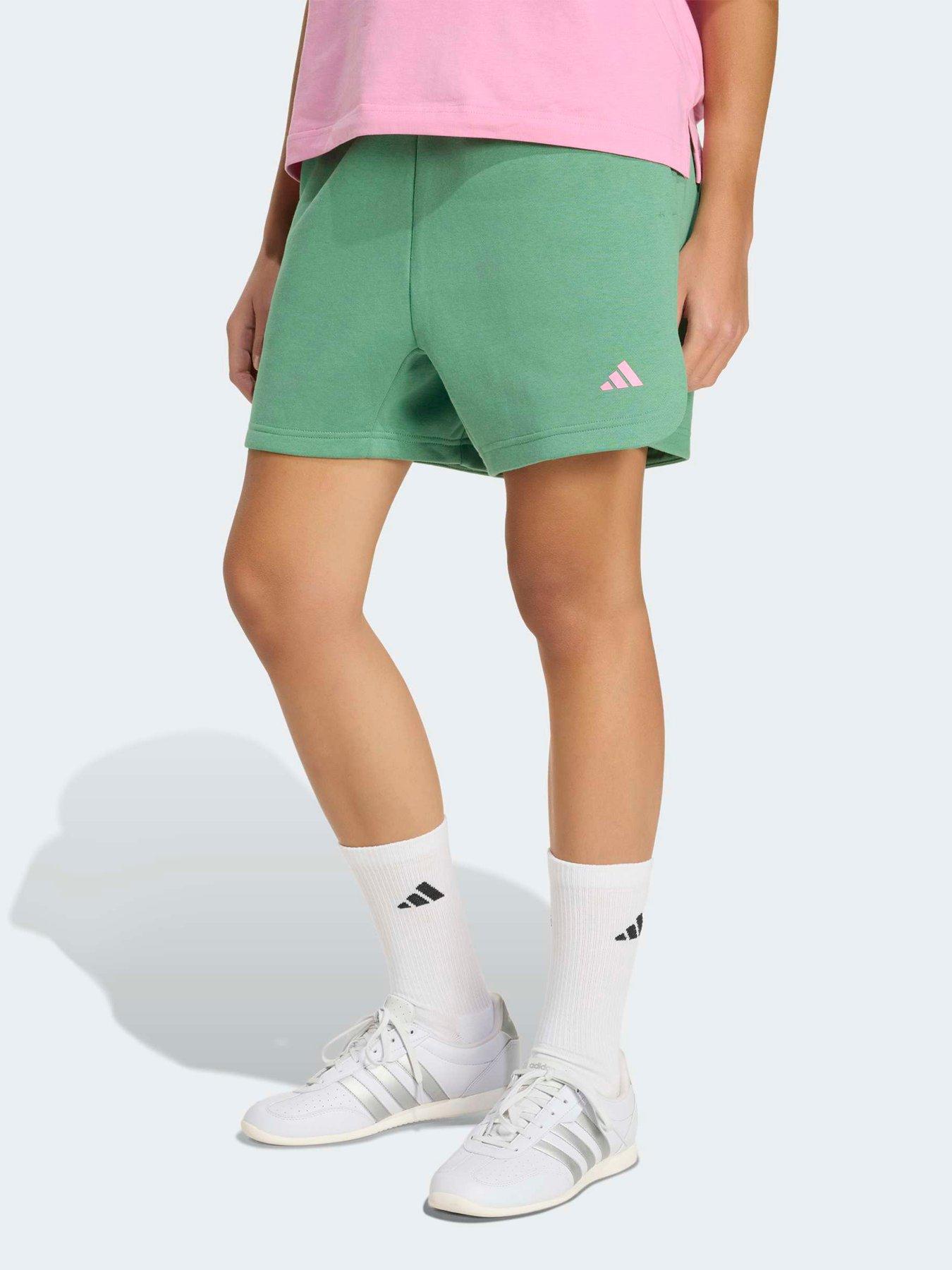 adidas Sportswear Womens 3 Stripe Fleece Shorts - Green