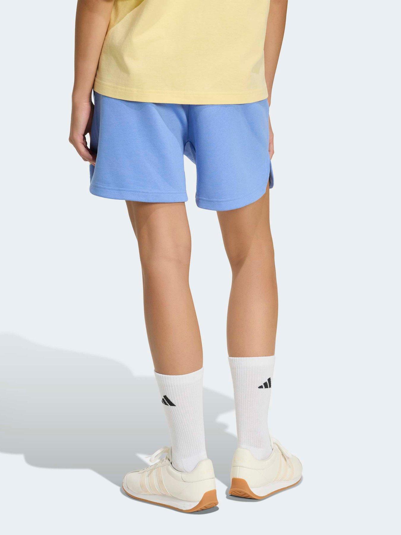 Image 2 of 6 of adidas Sportswear Womens 3 Stripe Fleece Shorts - Blue