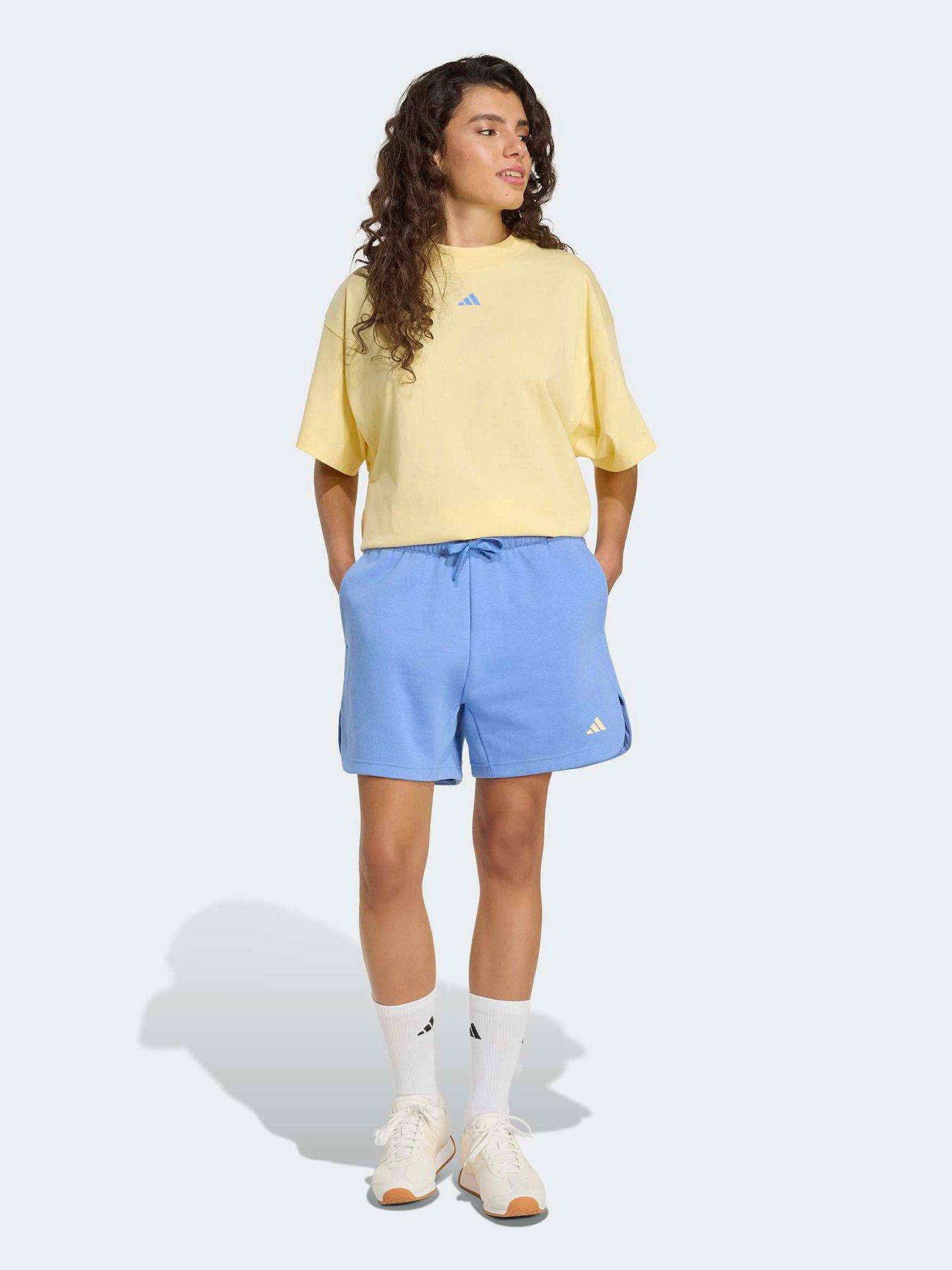 Image 3 of 6 of adidas Sportswear Womens 3 Stripe Fleece Shorts - Blue