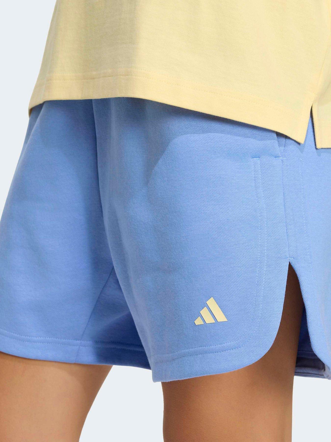 Image 5 of 6 of adidas Sportswear Womens 3 Stripe Fleece Shorts - Blue