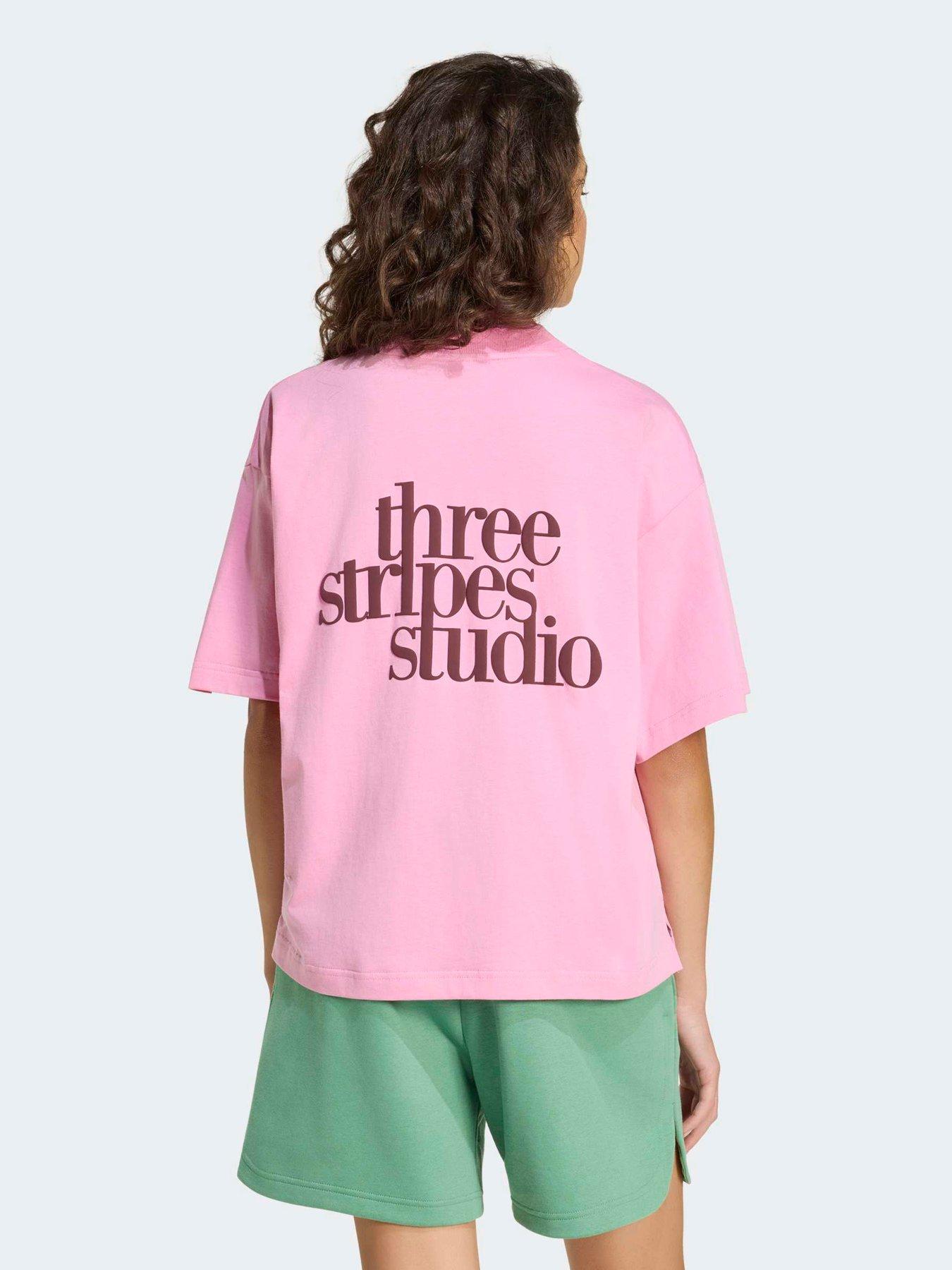 Image 1 of 6 of adidas Sportswear Womens 3 Stripe Gfx T-shirt - Pink