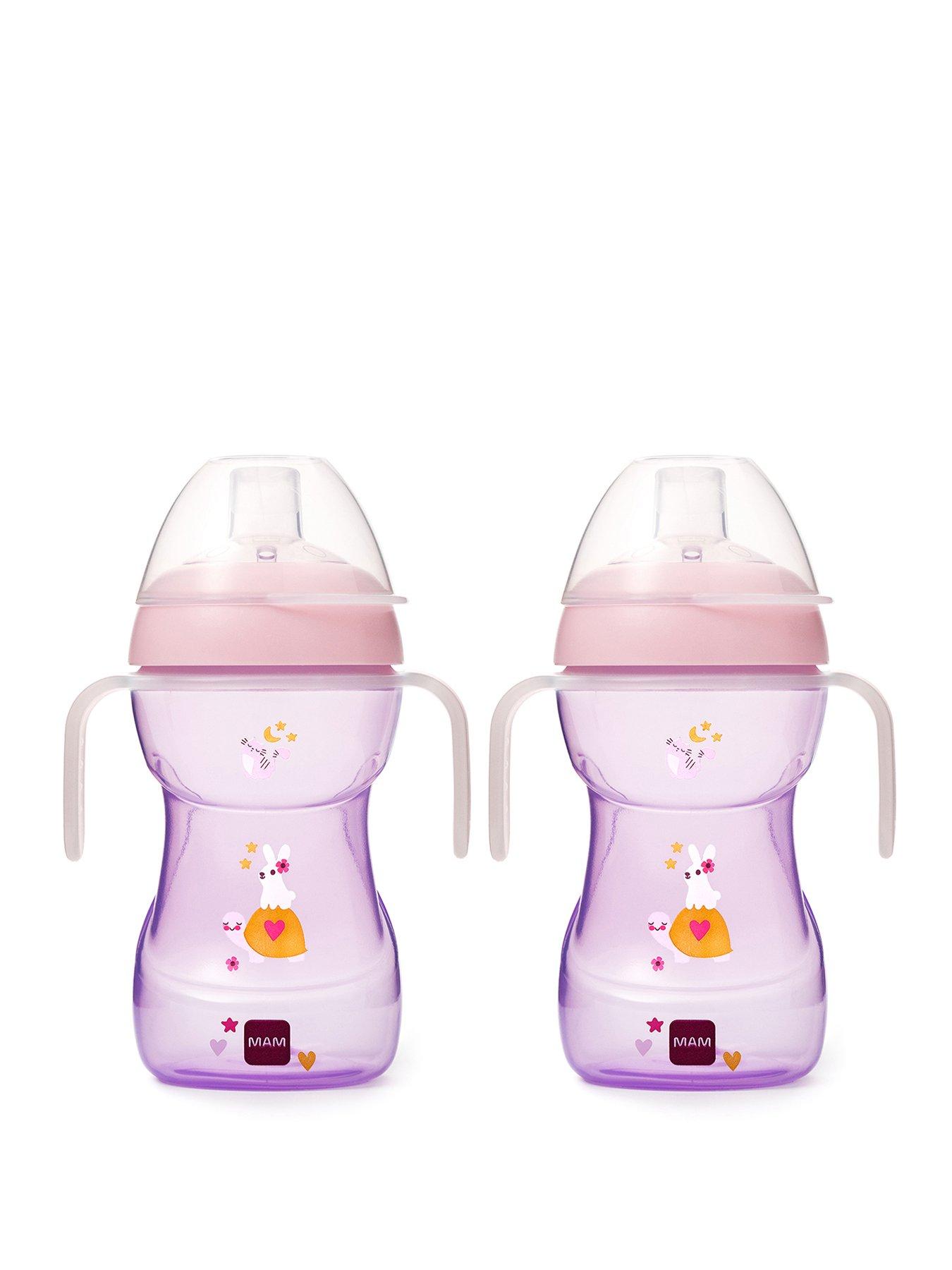 MAM Fun To Drink Cup 270ML &  Glow Handles - Pink 2 PACK