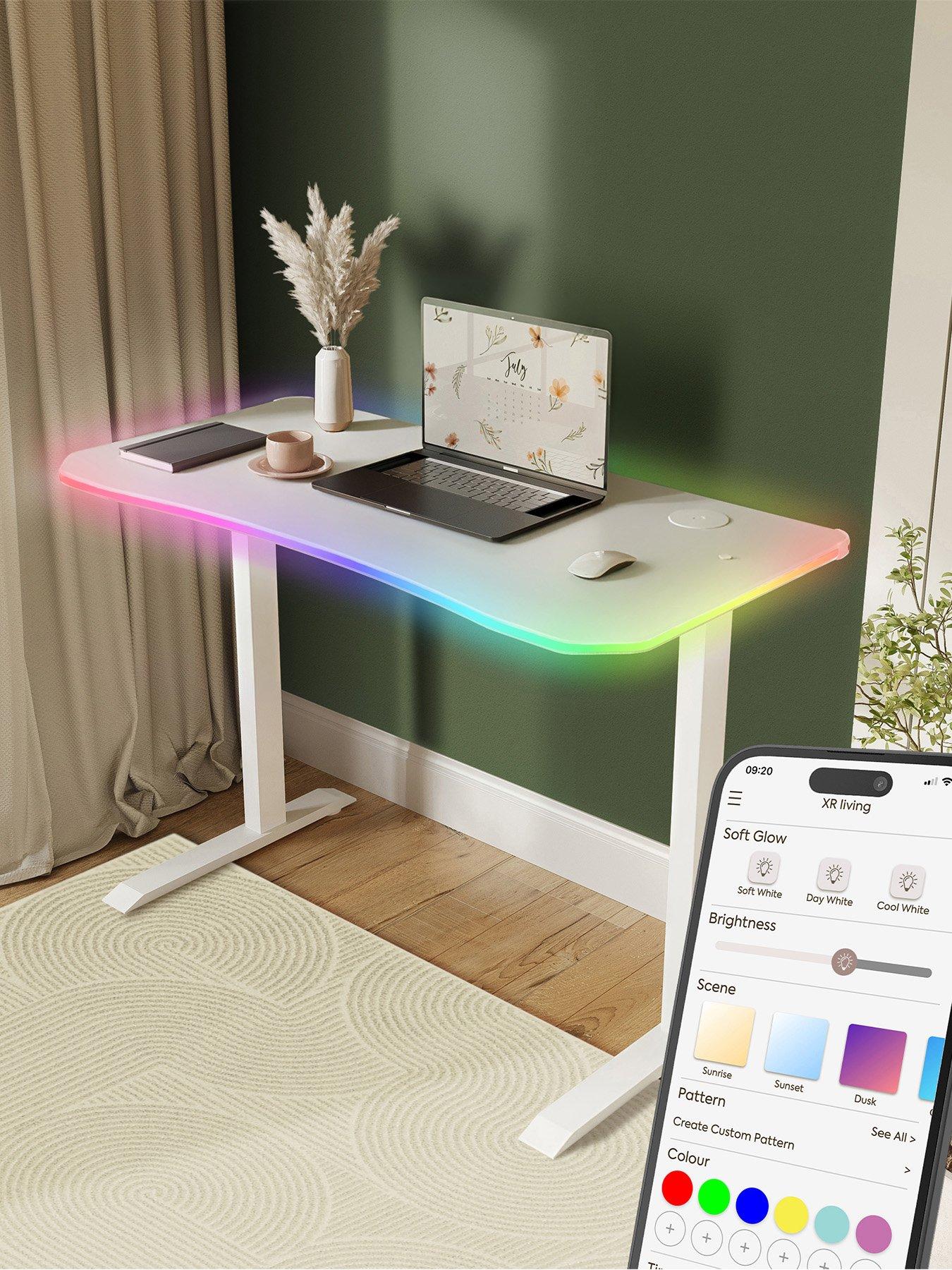 Image 1 of 7 of XR Living Oka Office Desk with Wireless Charging and App Controlled LED Light - 110x55