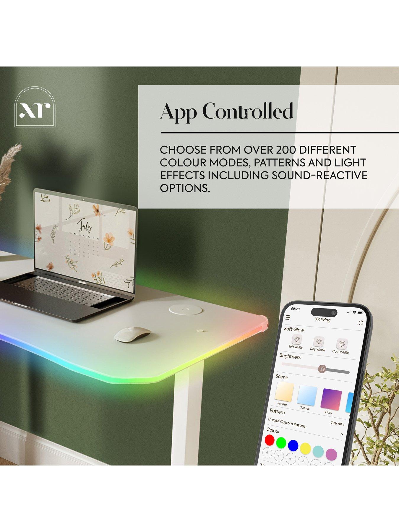 Image 4 of 7 of XR Living Oka Office Desk with Wireless Charging and App Controlled LED Light - 110x55