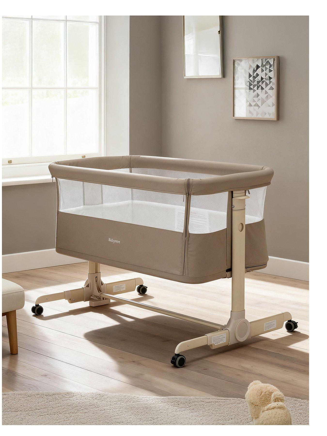  image of babymore-neera-bedside-crib-khaki