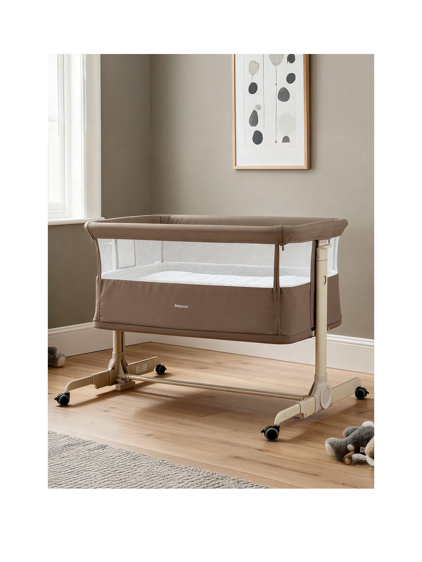 stillFront image of babymore-neera-bedside-crib-mocha