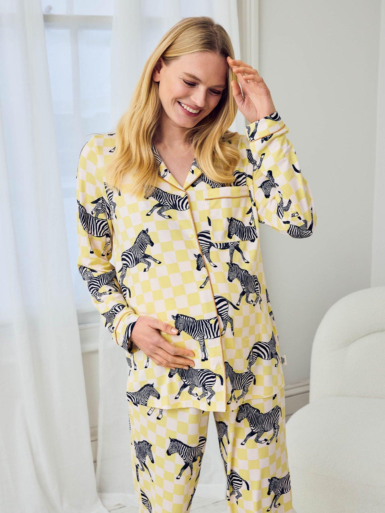 Image 3 of 5 of CHELSEA PEERS Maternity Classic Long Button Up Pyjama Set - Yellow