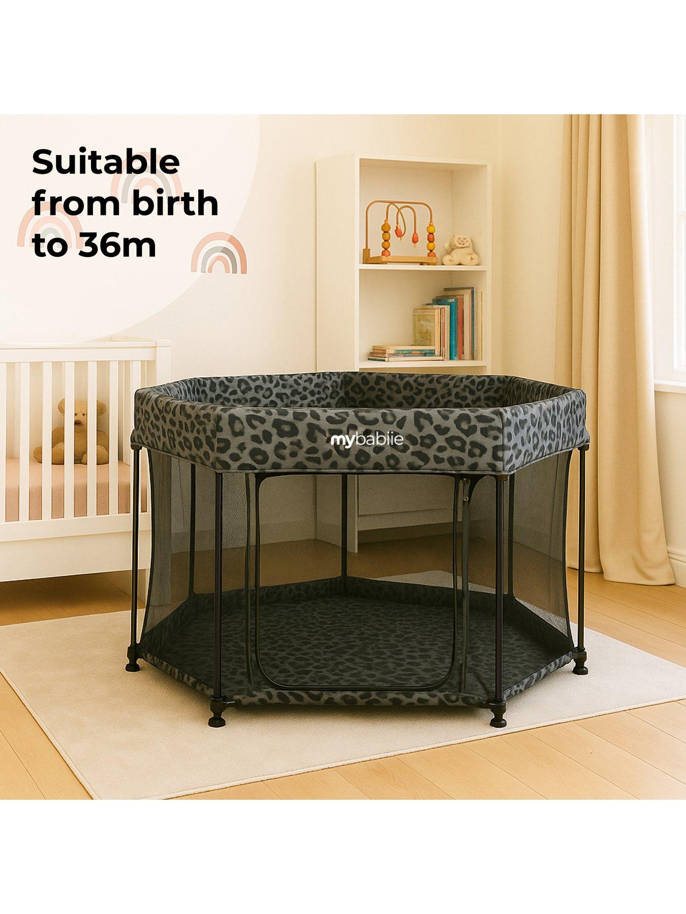 Image 1 of 8 of My Babiie Foldable Baby Playpen - Grey Leopard