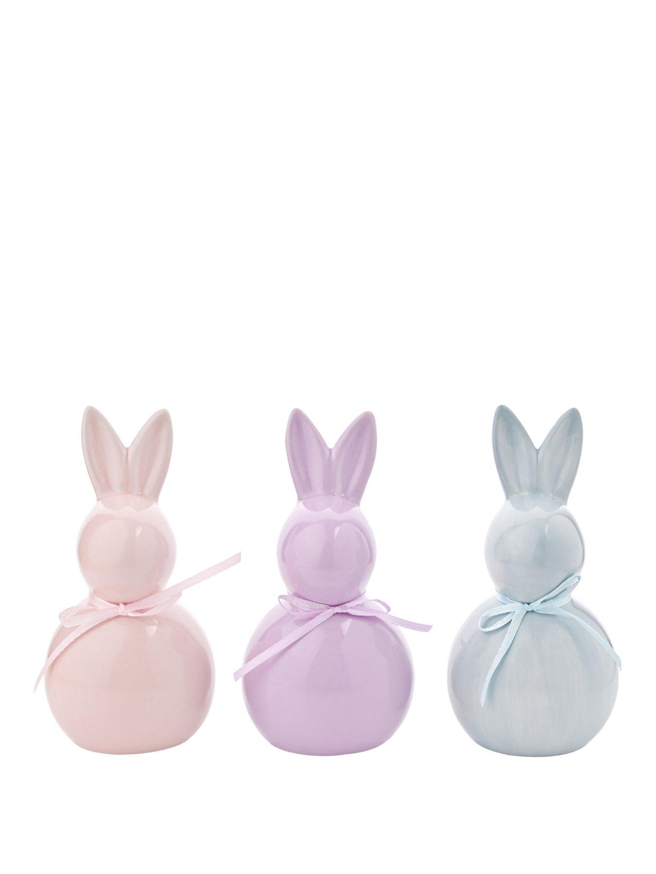 Image 2 of 3 of Set Of 3 Pastel Ceramic Bunnies
