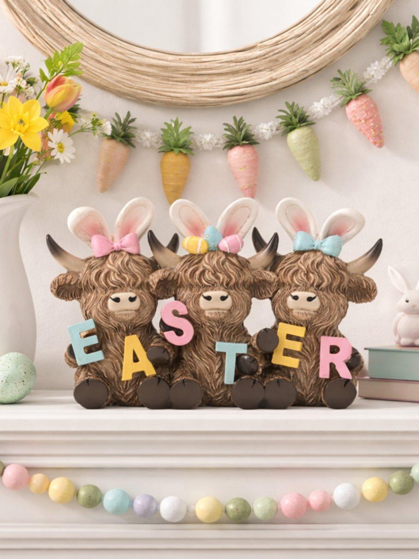 front image of highland-cow-easter-mantle-sign