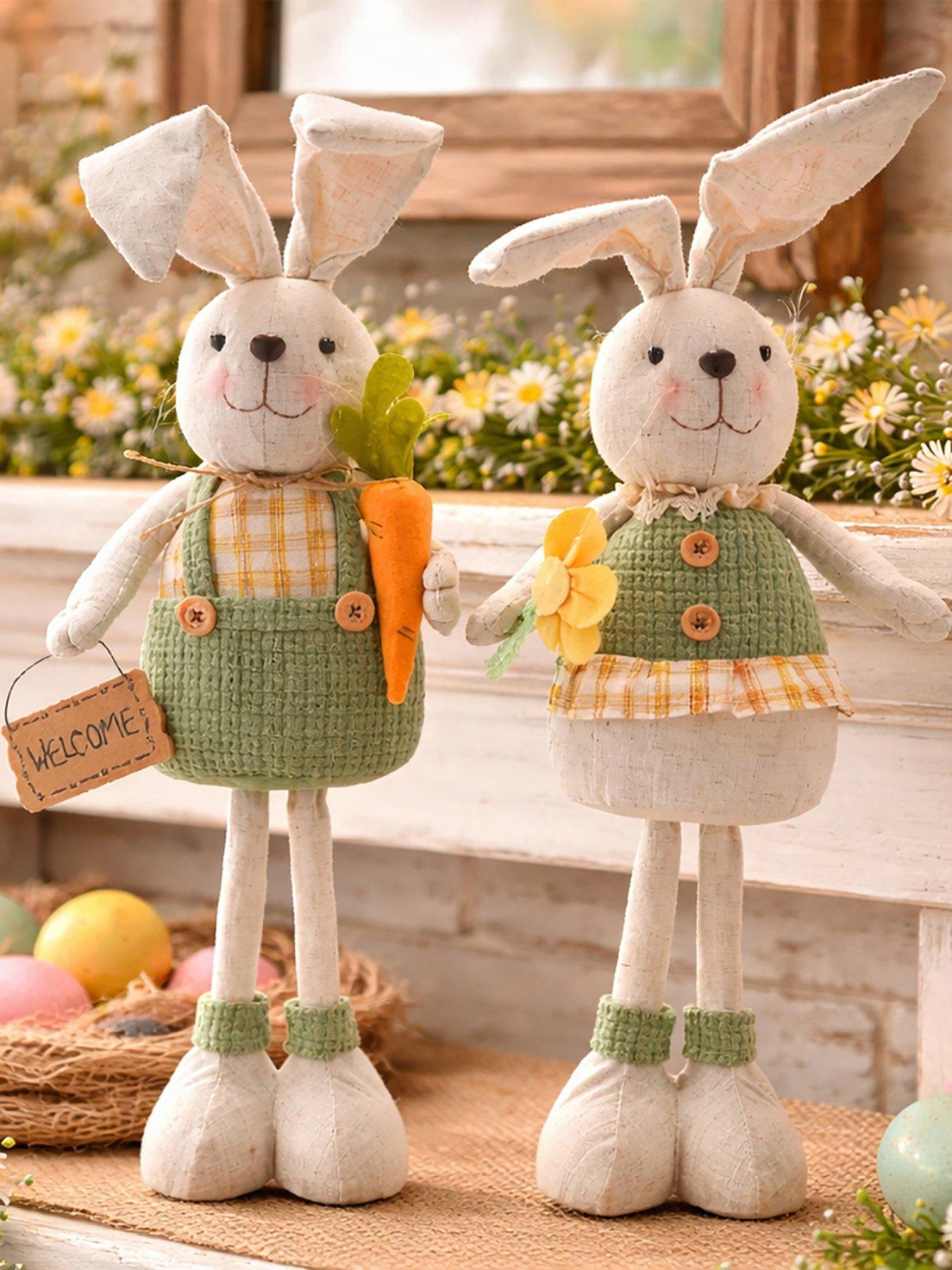 Image 5 of 5 of Set Of 2 Boy & Girl Long Leg Bunnies