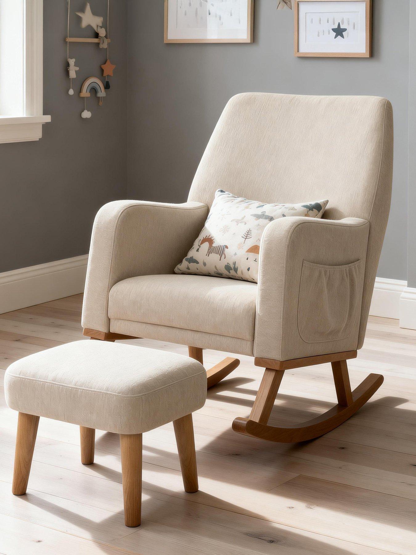 Babymore Callie Nursing Chair with Stool - Oatmeal