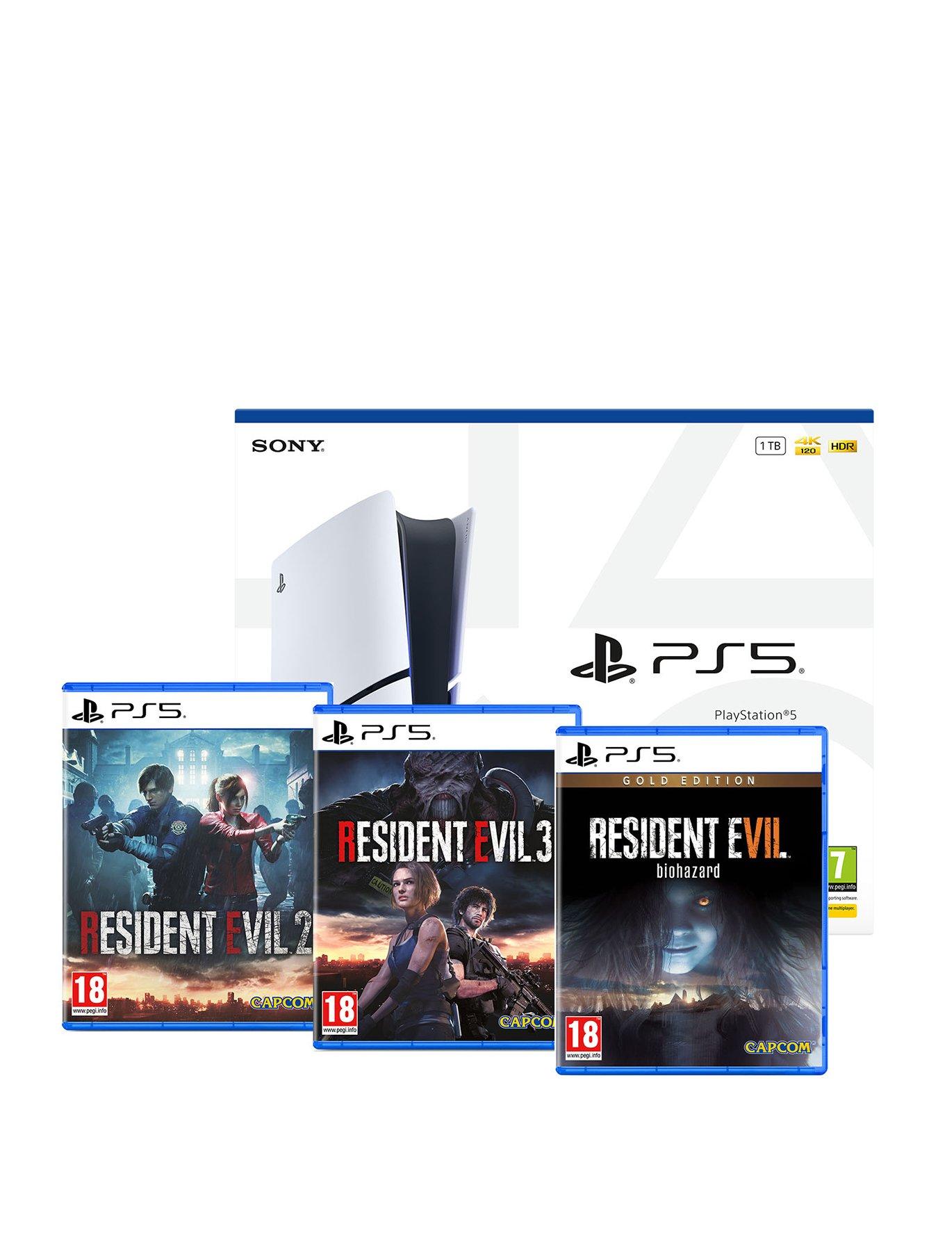 PlayStation 5 Disc Console – 1TB  &  Resident Evil 2, Resident Evil 3, Resident Evil 7: Gold Edition