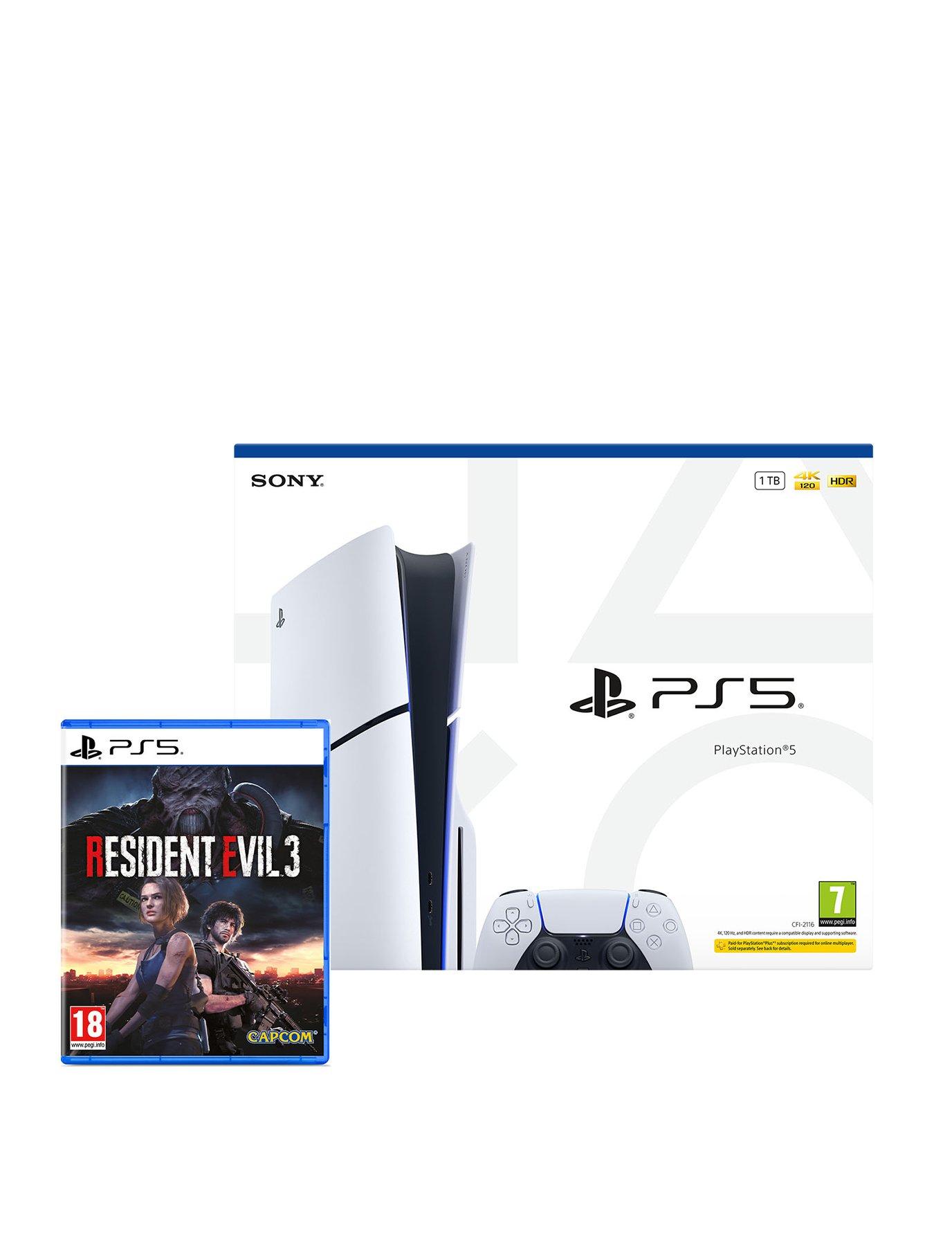 front image of playstation-5-disc-console-ndash-1tb-amp-resident-evil-3