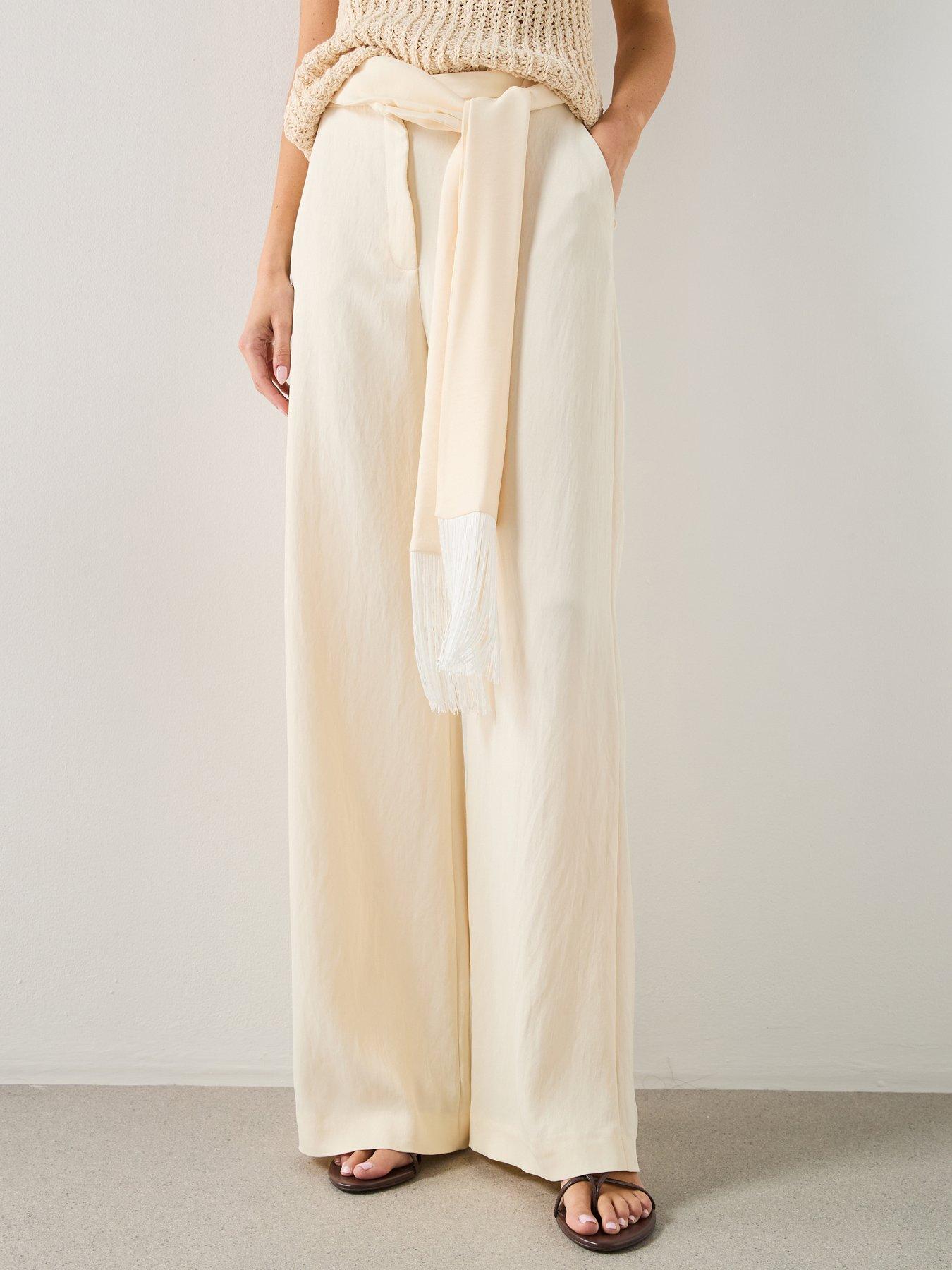 Mango Belt Straight-fit Trousers Co-ord - Cream