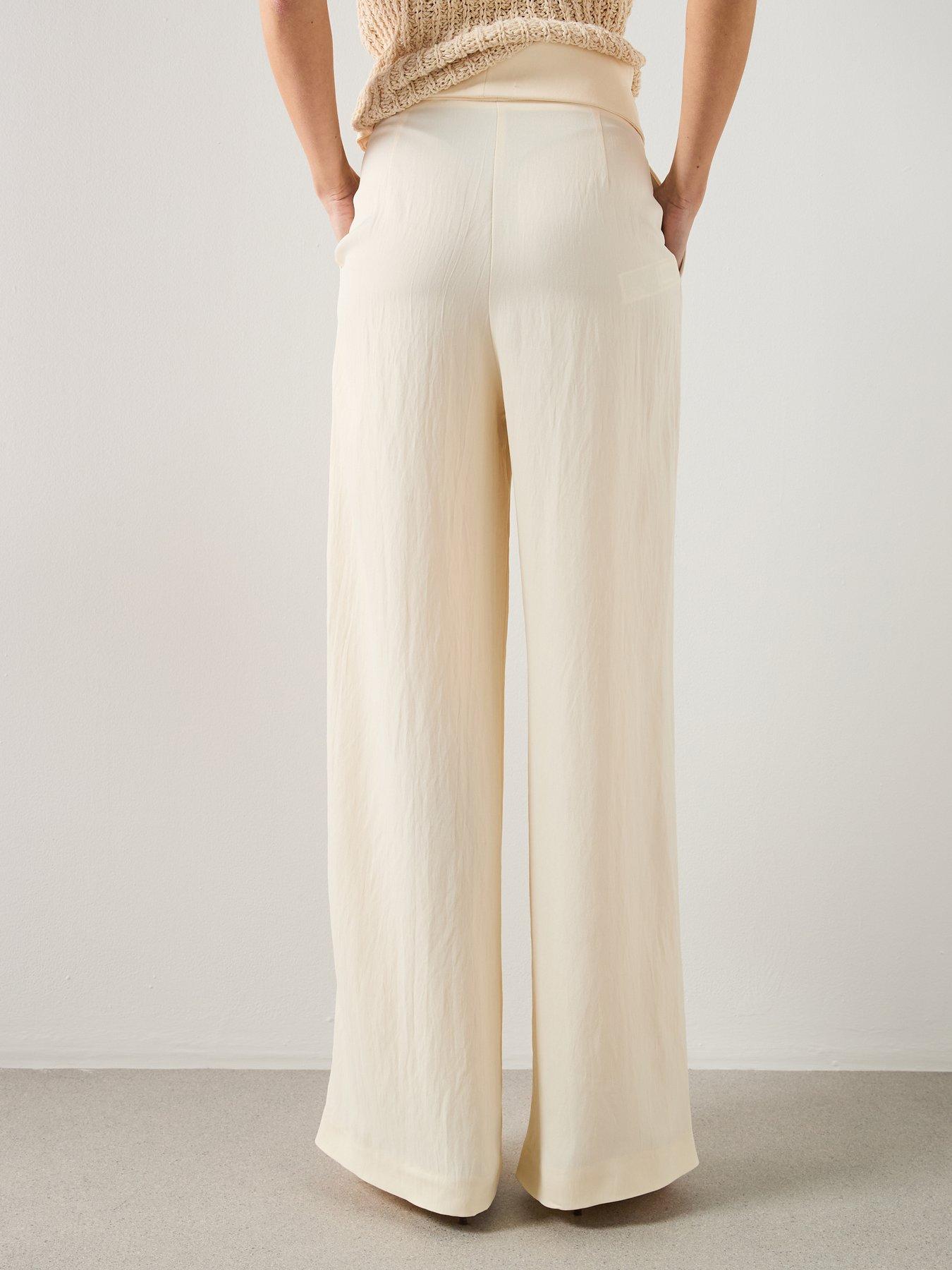 Image 2 of 6 of Mango Belt Straight-fit Co-ord Trousers - Cream