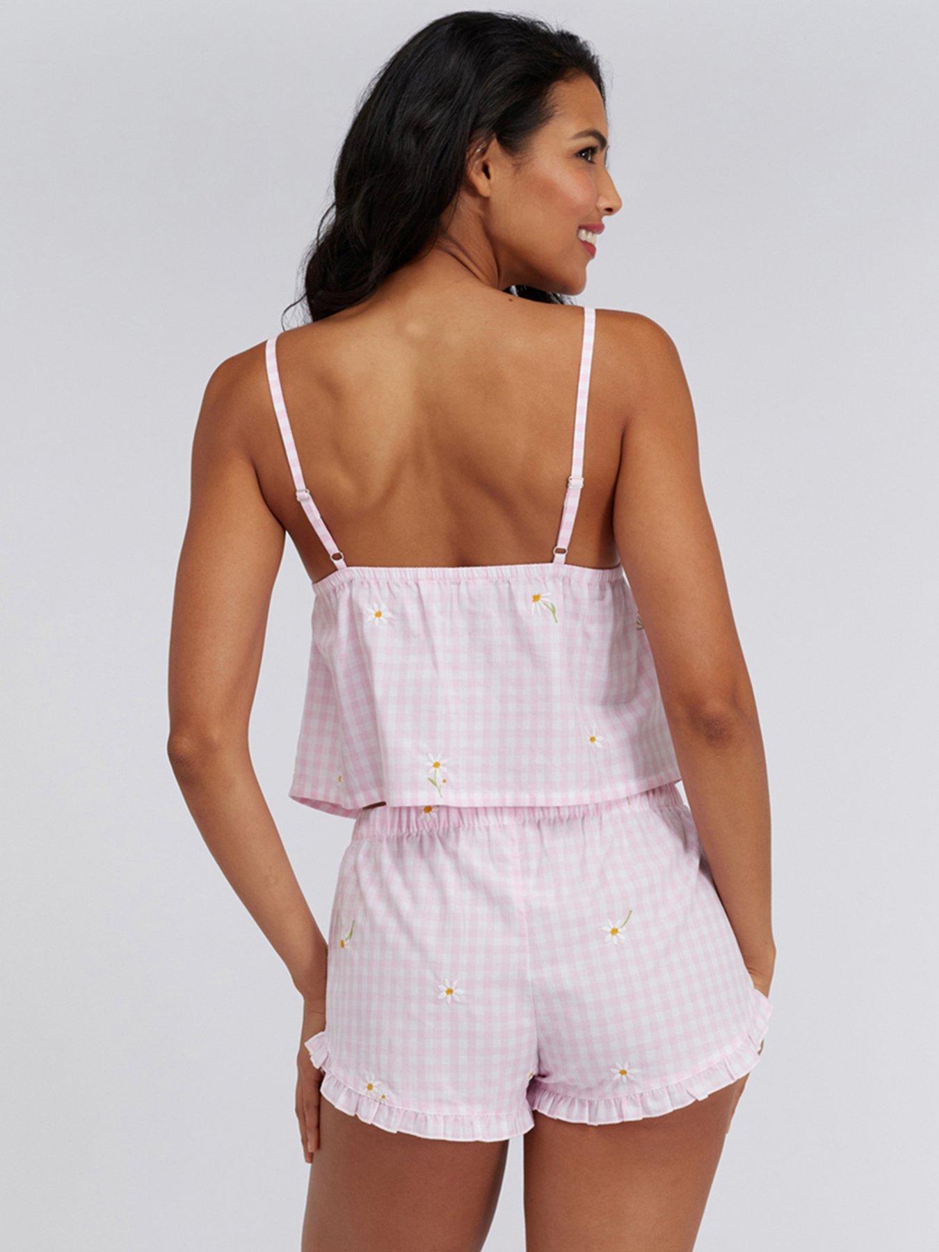 Image 2 of 6 of Boux Avenue Daisy Gingham Cotton Cami Set - Pink